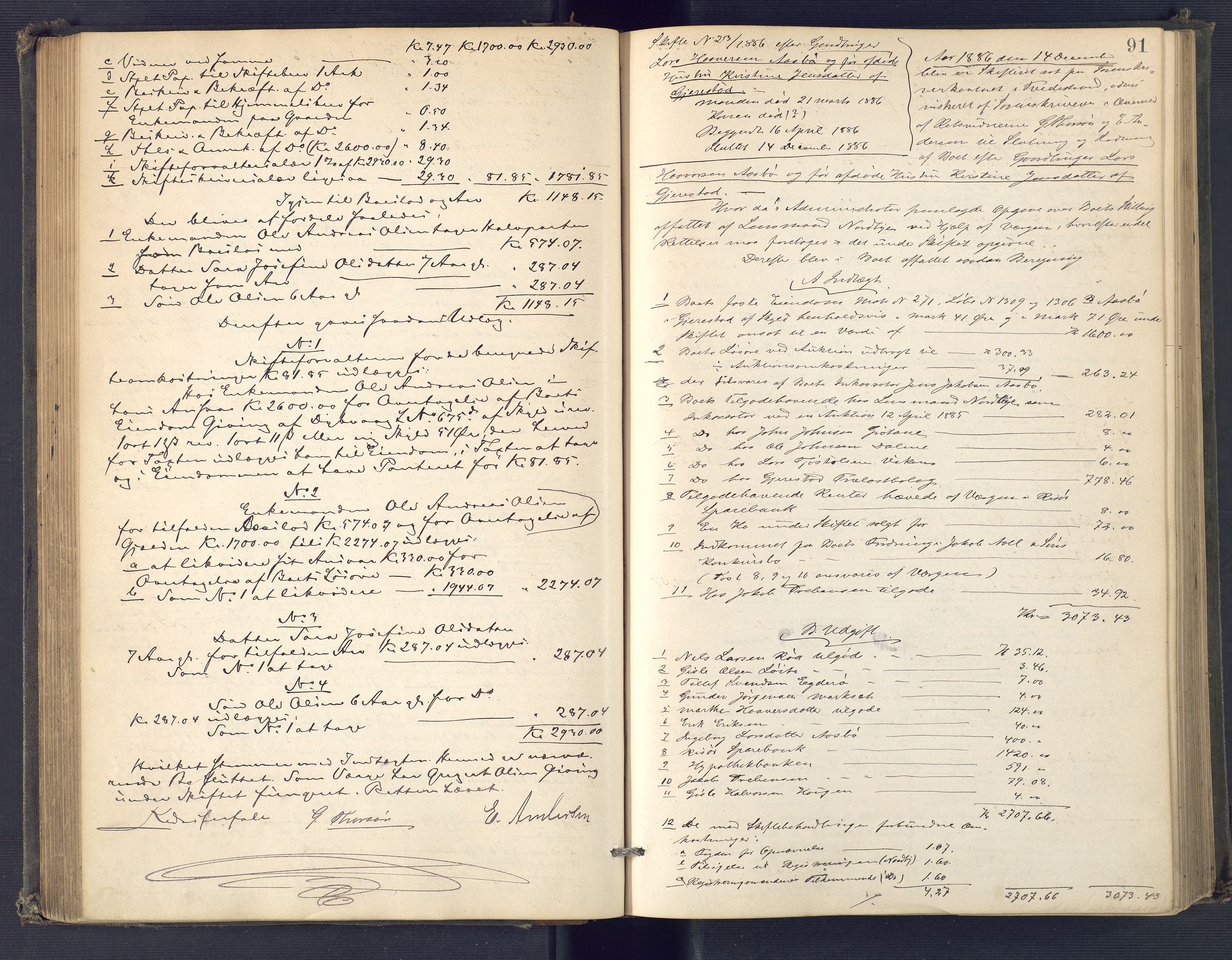Holt sorenskriveri, AV/SAK-1221-0002/H/Hc/L0034: Skifteutlodningsprotokoll nr. 9, 1884-1890, p. 90b-91a