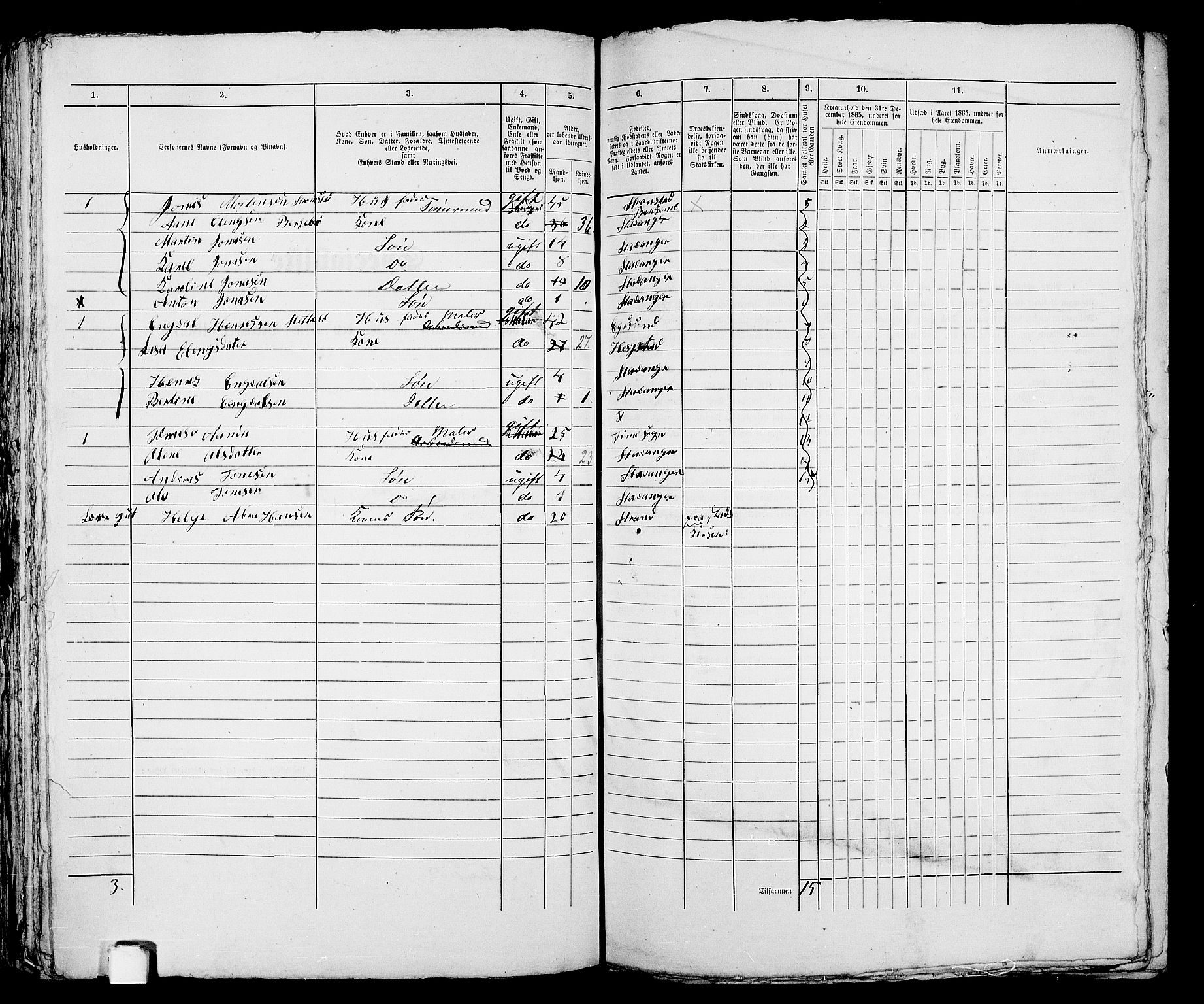 RA, 1865 census for Stavanger, 1865, p. 2187