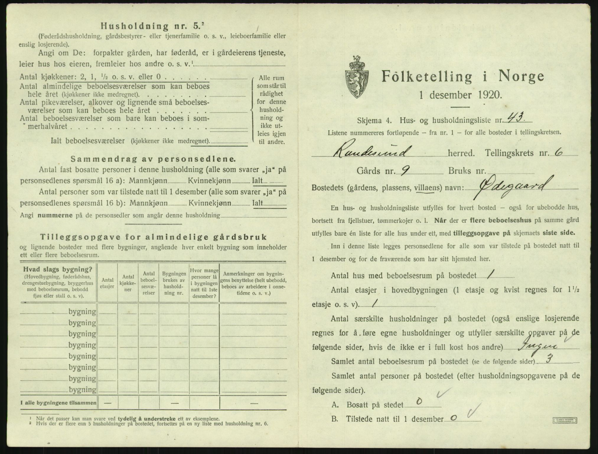 SAK, 1920 census for Randesund, 1920, p. 578