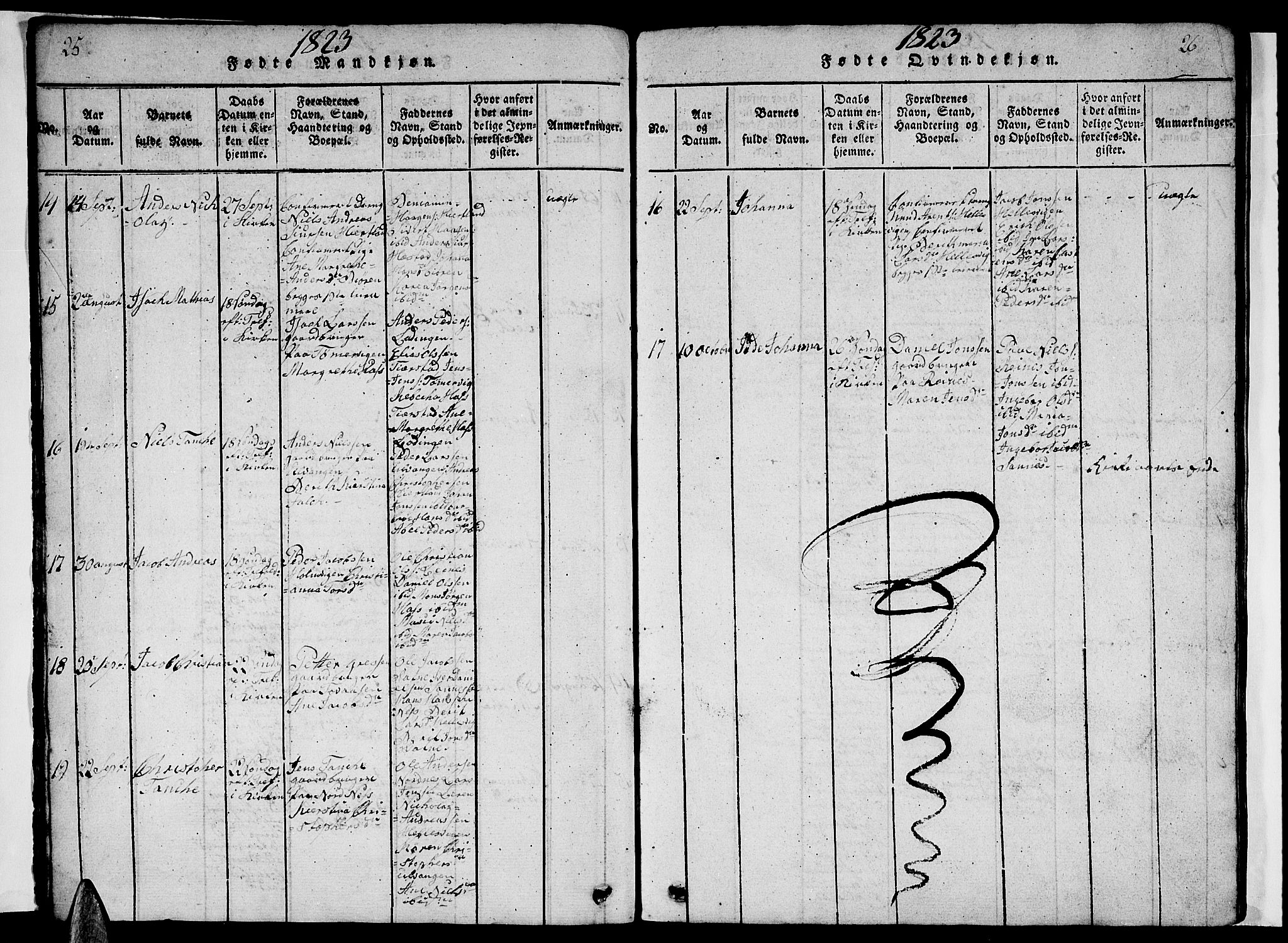 Ministerialprotokoller, klokkerbøker og fødselsregistre - Nordland, SAT/A-1459/831/L0474: Parish register (copy) no. 831C01, 1820-1850, p. 25-26