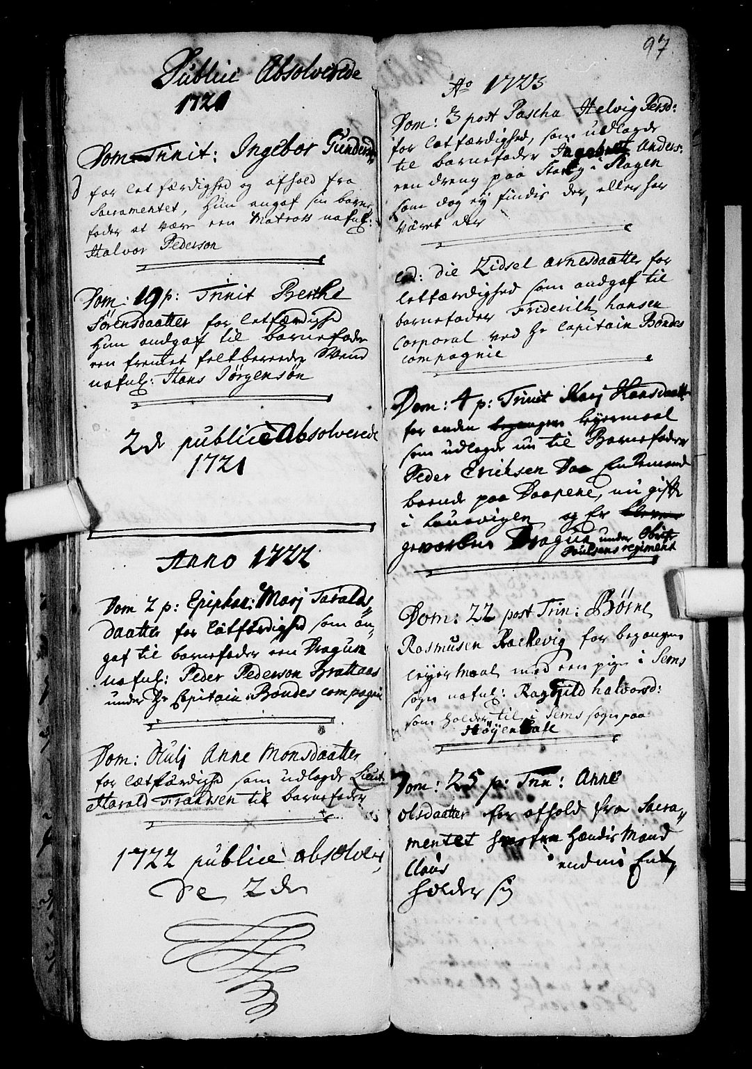 Stokke kirkebøker, AV/SAKO-A-320/F/Fa/L0001: Parish register (official) no. I 1, 1717-1733, p. 97