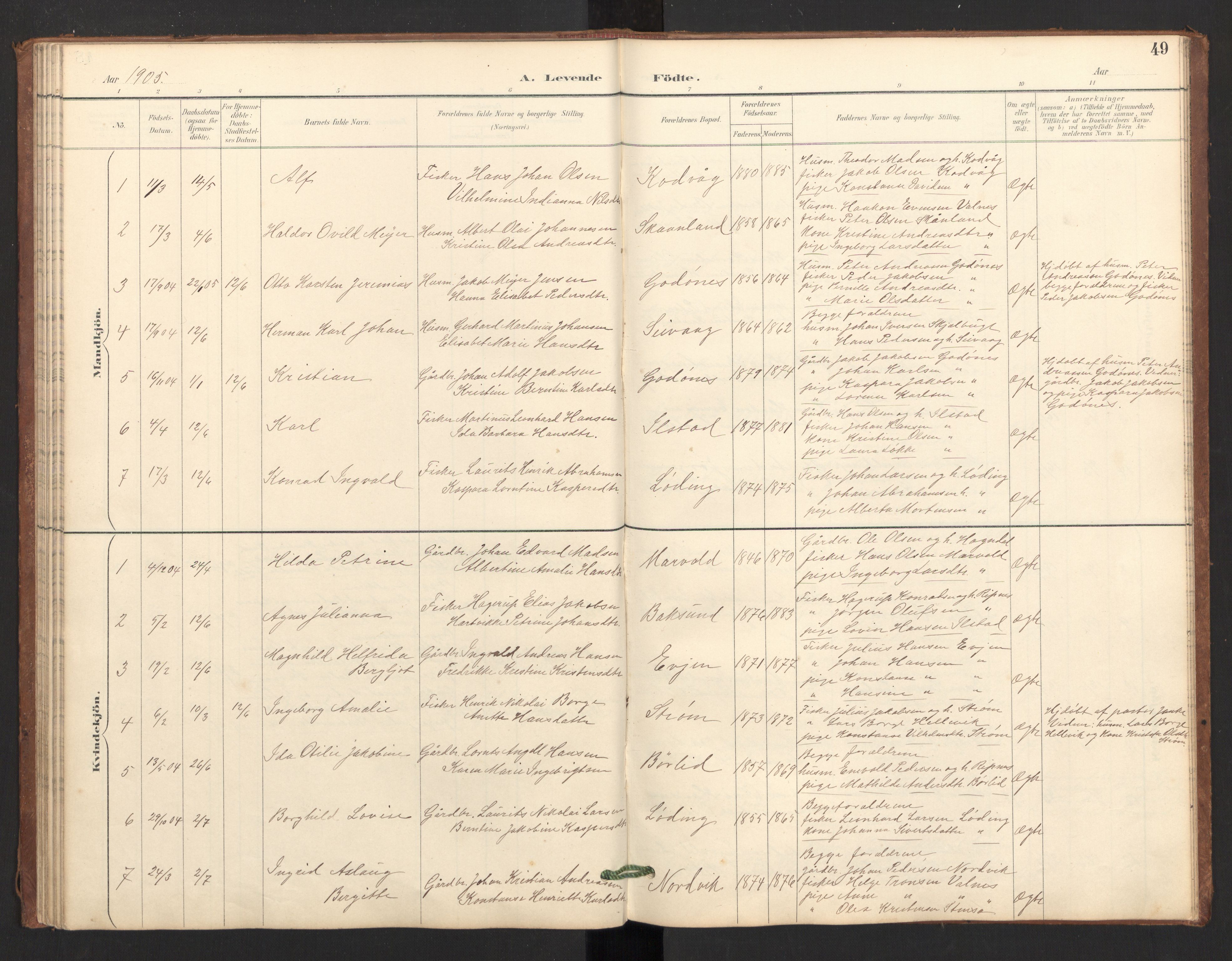 Ministerialprotokoller, klokkerbøker og fødselsregistre - Nordland, SAT/A-1459/804/L0087: Parish register (official) no. 804A08, 1894-1907, p. 49
