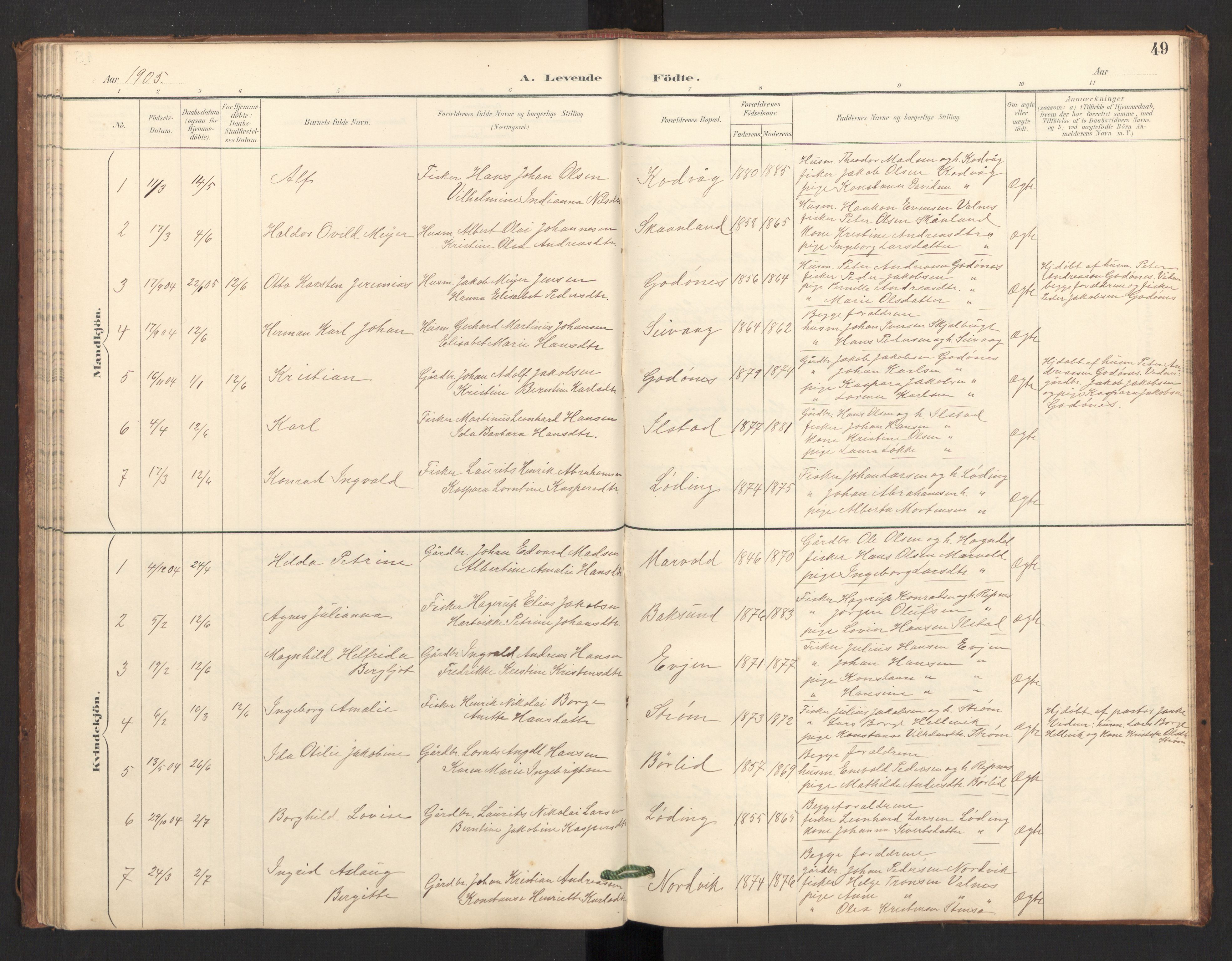 Ministerialprotokoller, klokkerbøker og fødselsregistre - Nordland, AV/SAT-A-1459/804/L0087: Parish register (official) no. 804A08, 1894-1907, p. 49