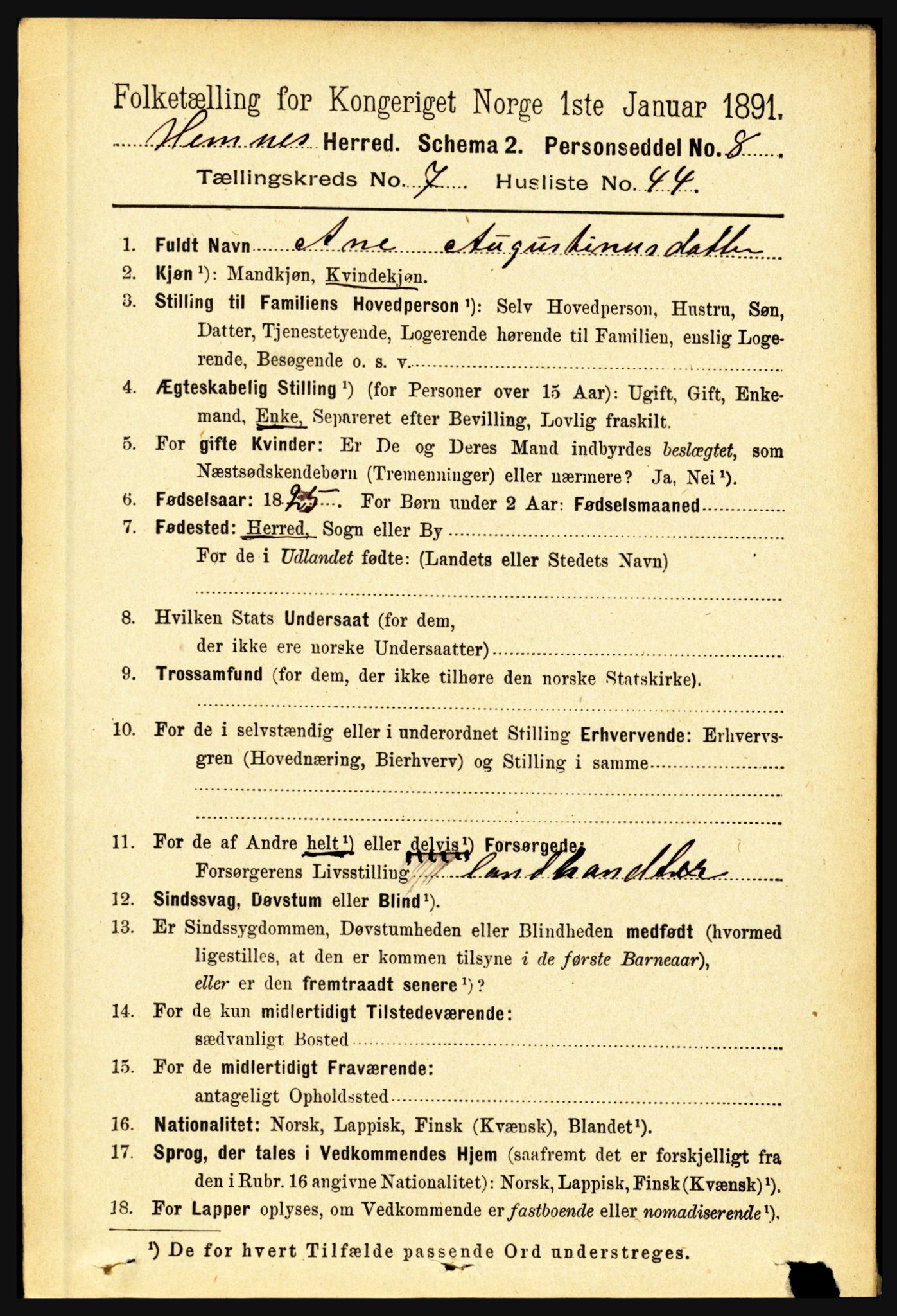 RA, 1891 census for 1832 Hemnes, 1891, p. 3532