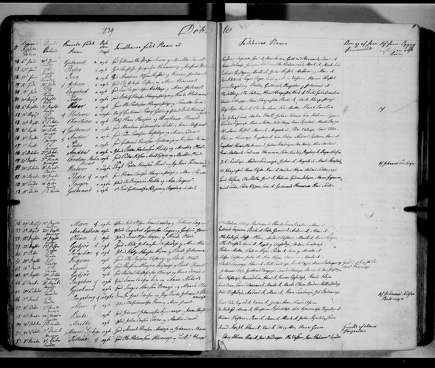 Jevnaker prestekontor, SAH/PREST-116/H/Ha/Haa/L0006: Parish register (official) no. 6, 1837-1857, p. 11
