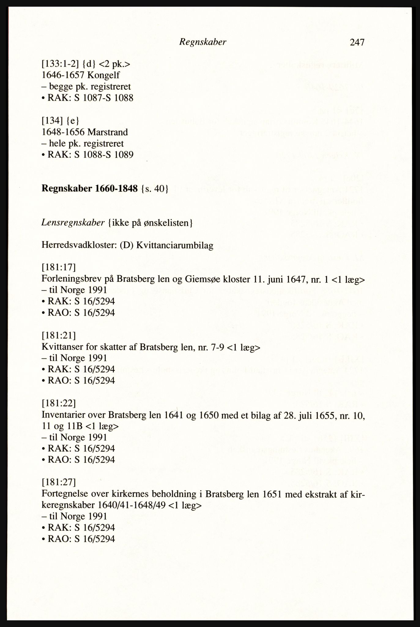 Publikasjoner utgitt av Arkivverket, PUBL/PUBL-001/A/0002: Erik Gøbel: NOREG, Tværregistratur over norgesrelevant materiale i Rigsarkivet i København (2000), 2000, p. 249