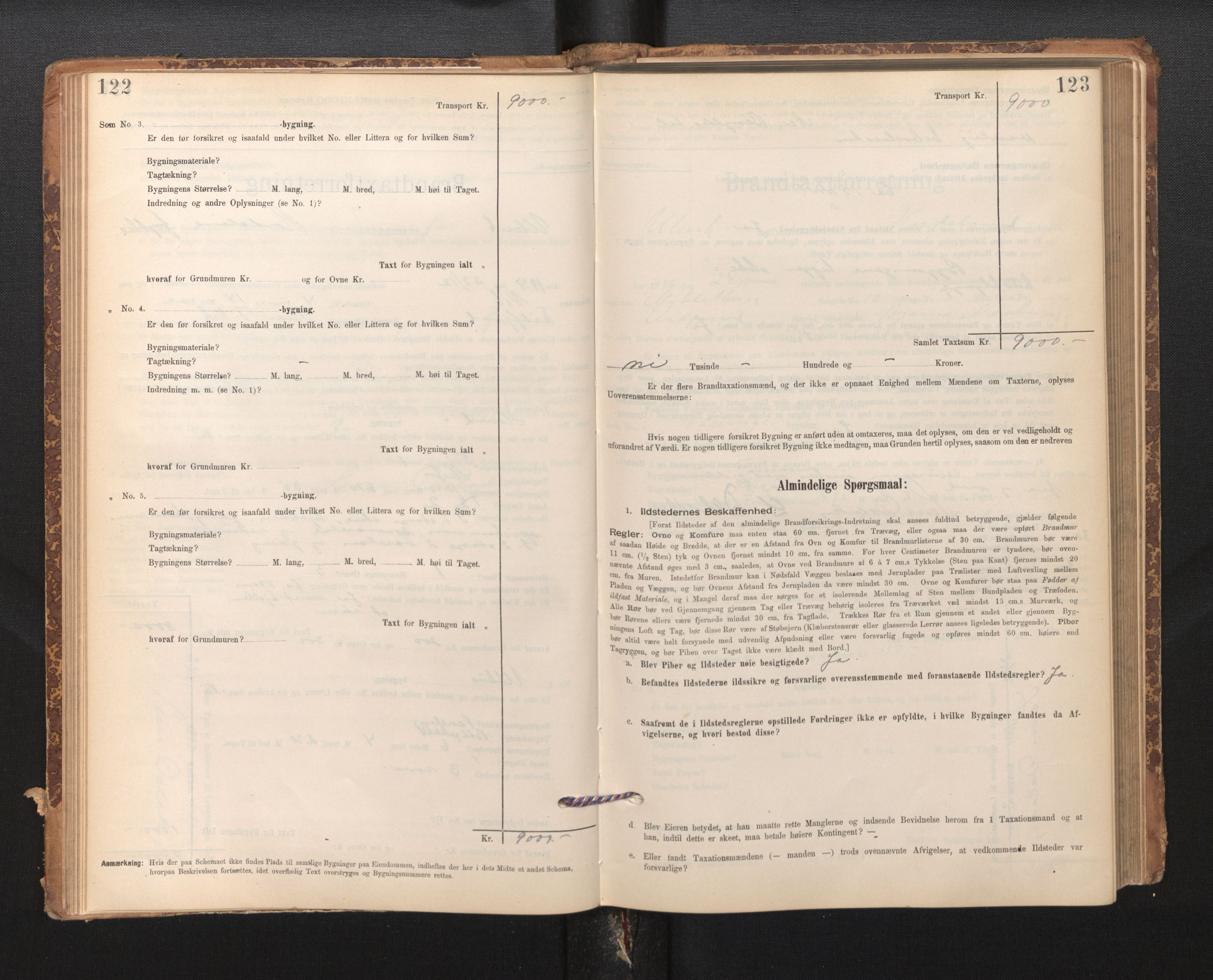 Lensmannen i Ulvik, SAB/A-35601/0012/L0003: Branntakstprotokoll, skjematakst, 1895-1946, p. 122-123