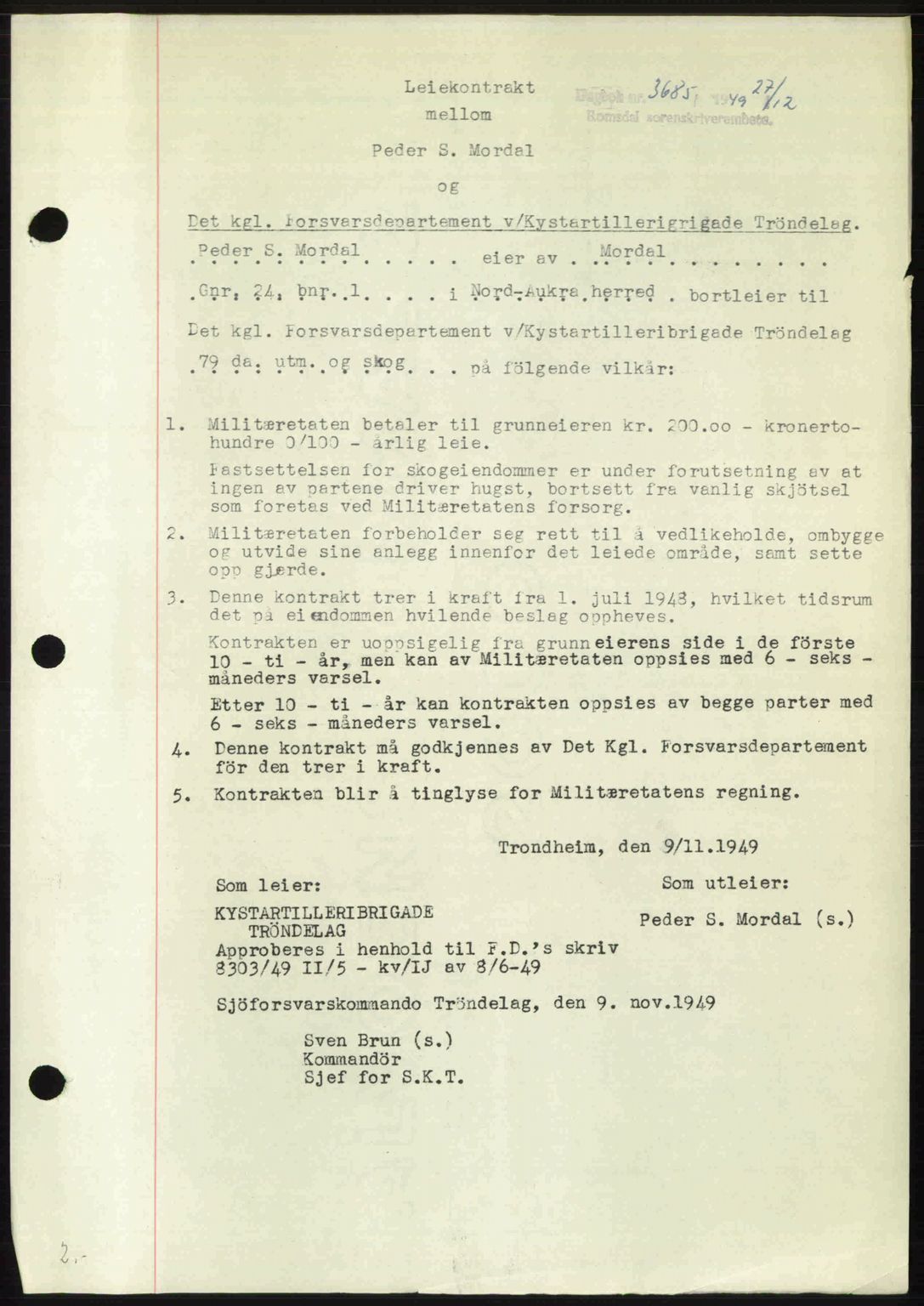 Romsdal sorenskriveri, AV/SAT-A-4149/1/2/2C: Mortgage book no. A31, 1949-1949, Diary no: : 3685/1949