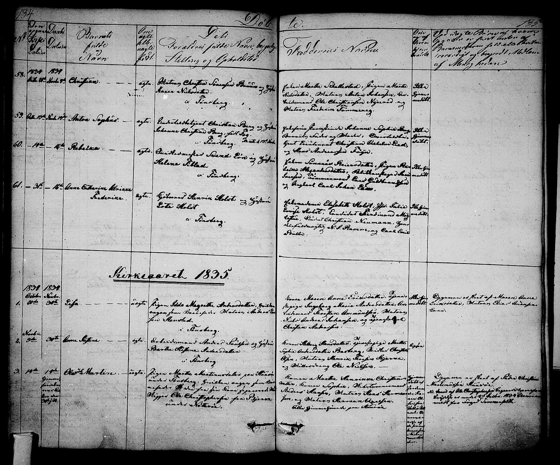 Tønsberg kirkebøker, SAKO/A-330/F/Fa/L0005: Parish register (official) no. I 5, 1827-1836, p. 134-135