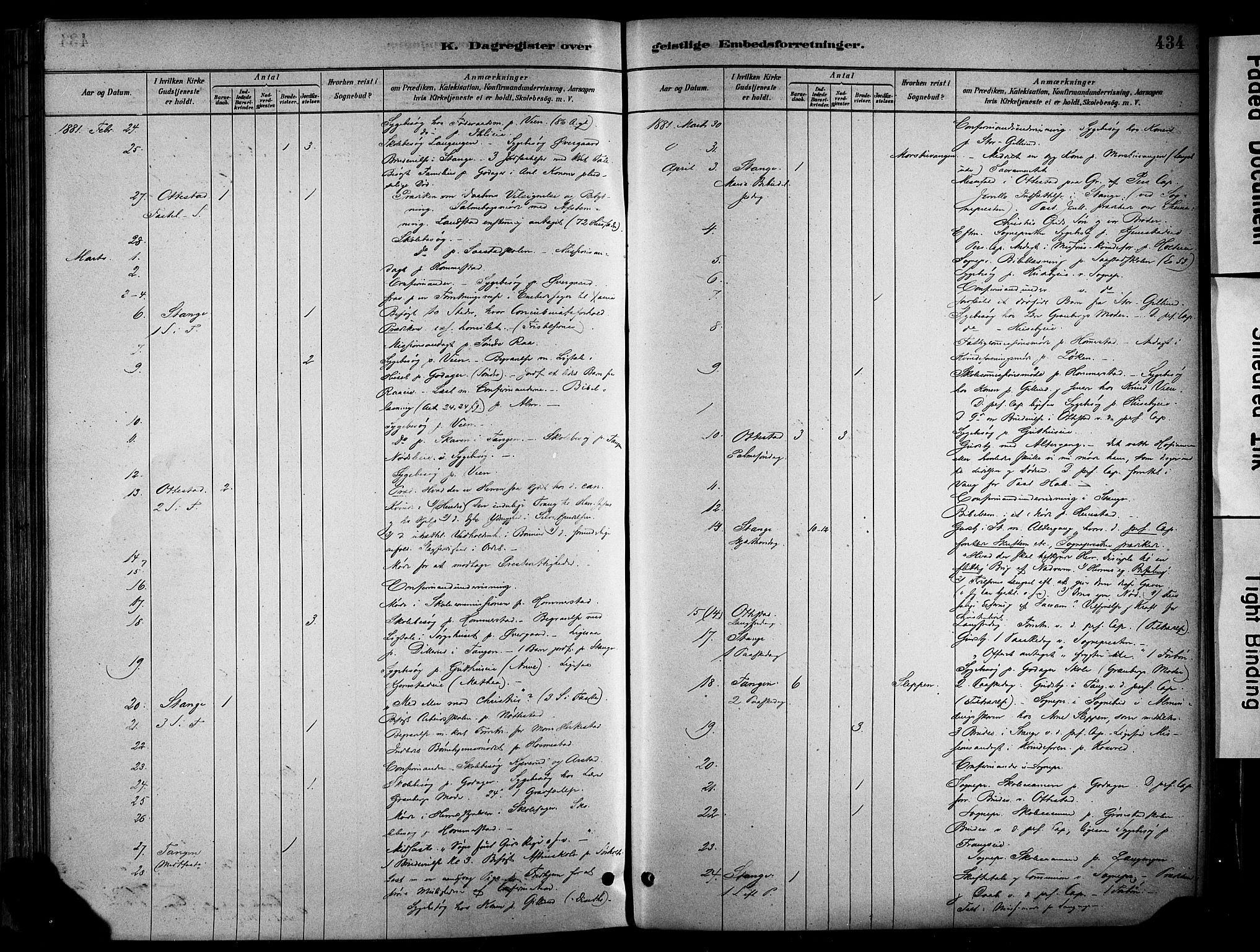 Stange prestekontor, AV/SAH-PREST-002/K/L0017: Parish register (official) no. 17, 1880-1893, p. 434