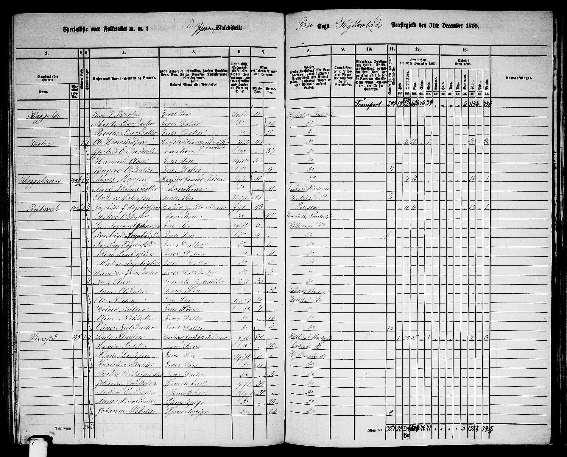 RA, 1865 census for Hyllestad, 1865, p. 119