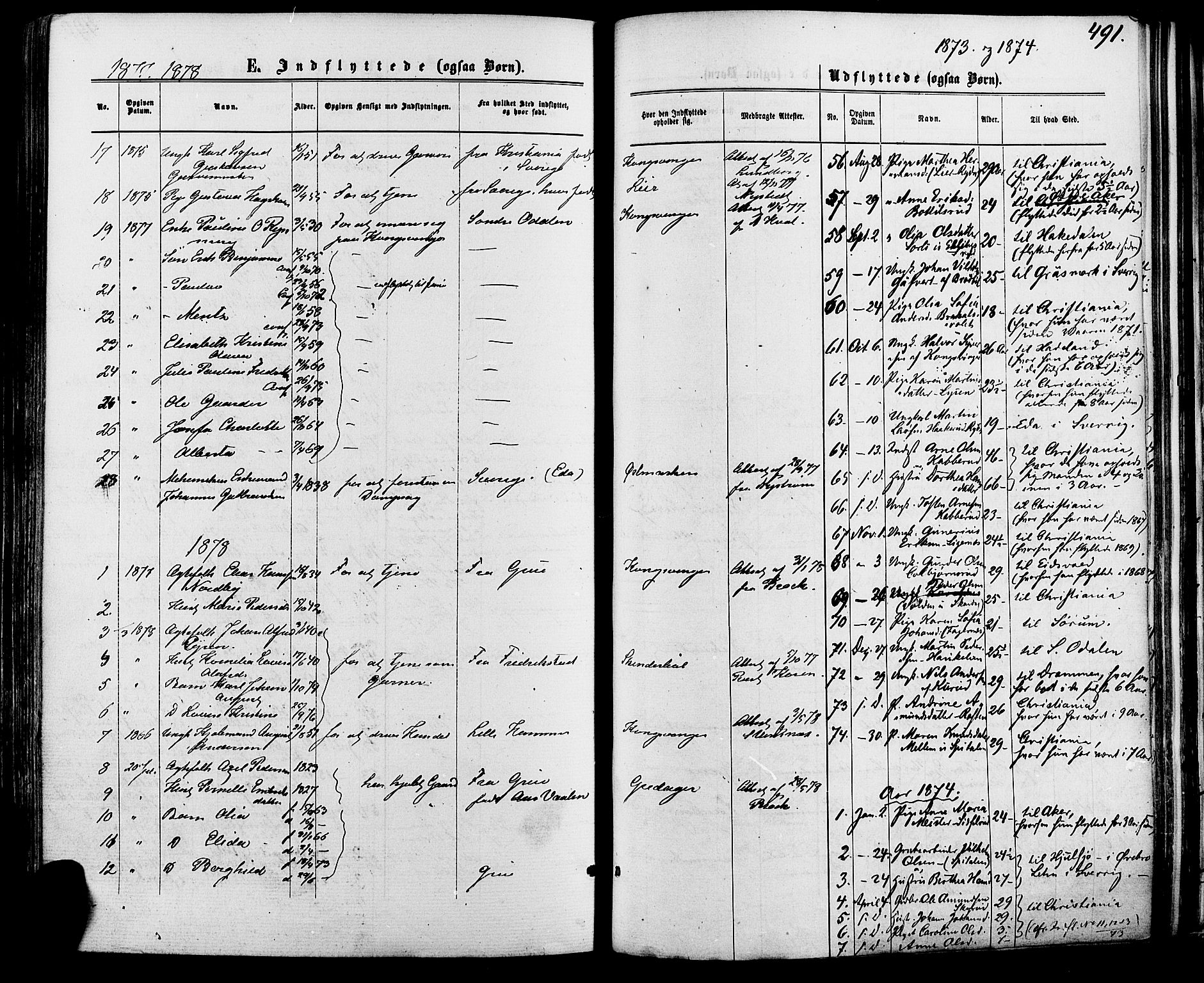 Vinger prestekontor, SAH/PREST-024/H/Ha/Haa/L0012: Parish register (official) no. 12, 1871-1880, p. 491