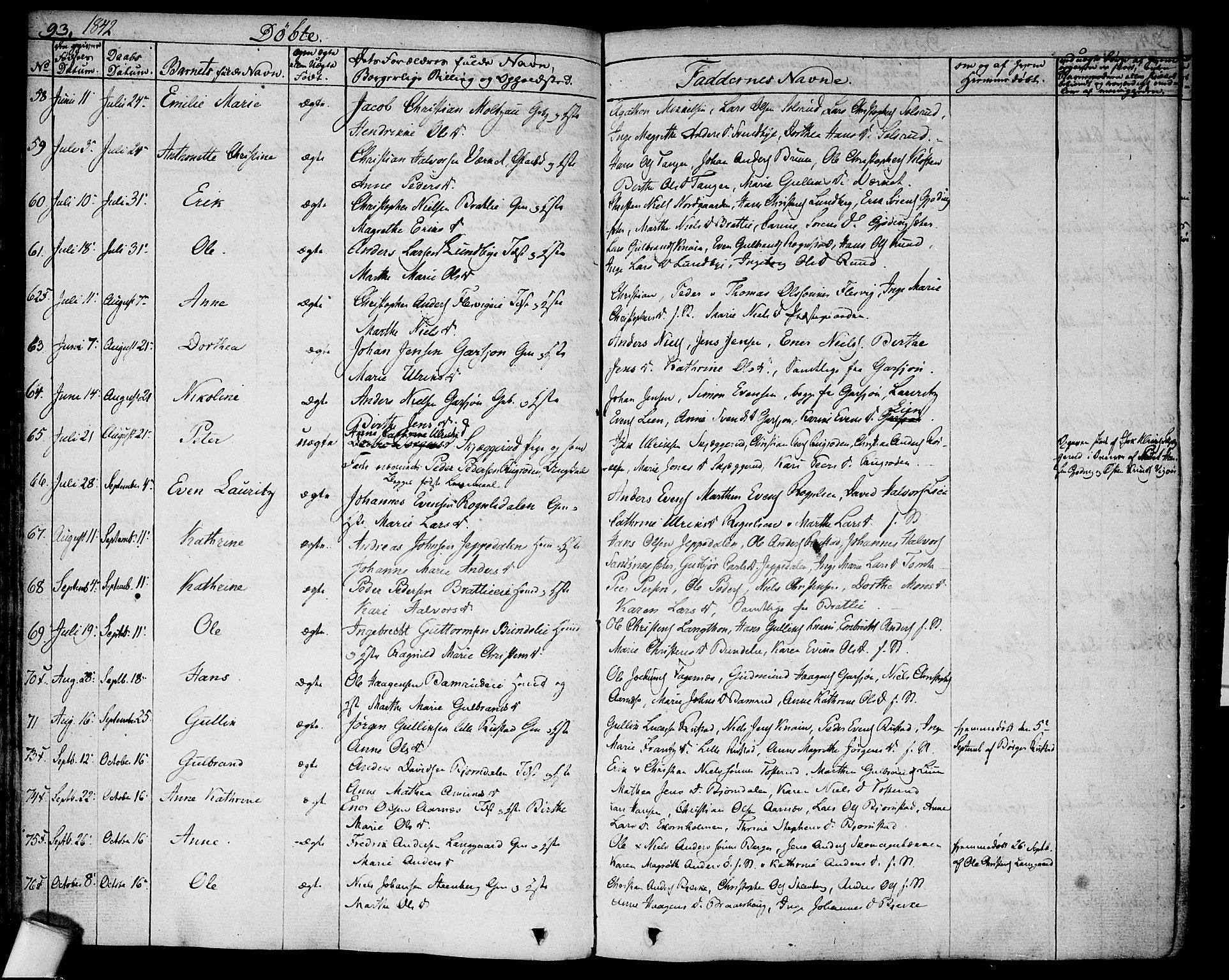 Hurdal prestekontor Kirkebøker, AV/SAO-A-10889/F/Fa/L0004: Parish register (official) no. I 4, 1828-1845, p. 93