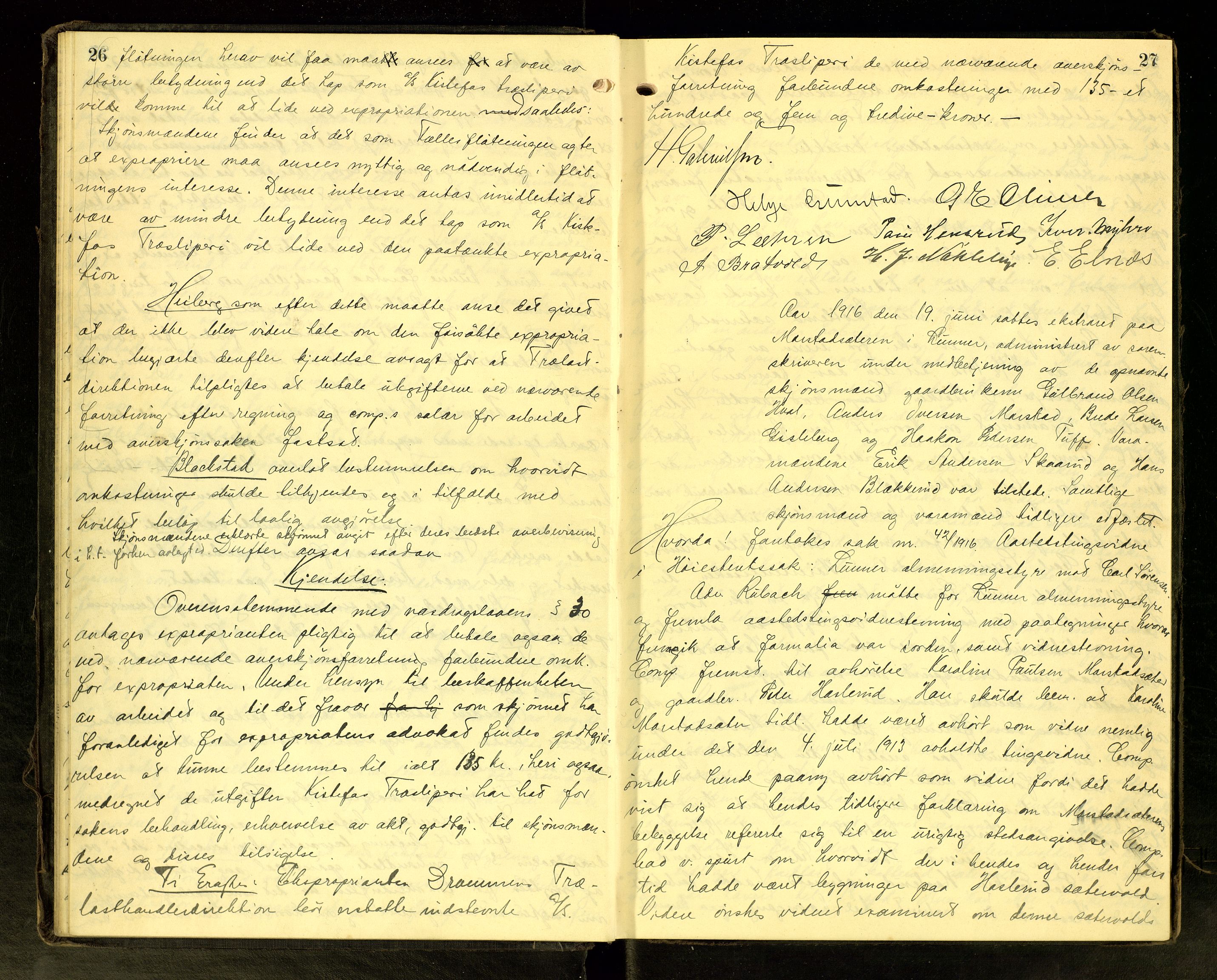 Hadeland og Land tingrett, AV/SAH-TING-010/G/Gc/L0056: Ekstrarettsprotokoll, 1916-1918, p. 26-27