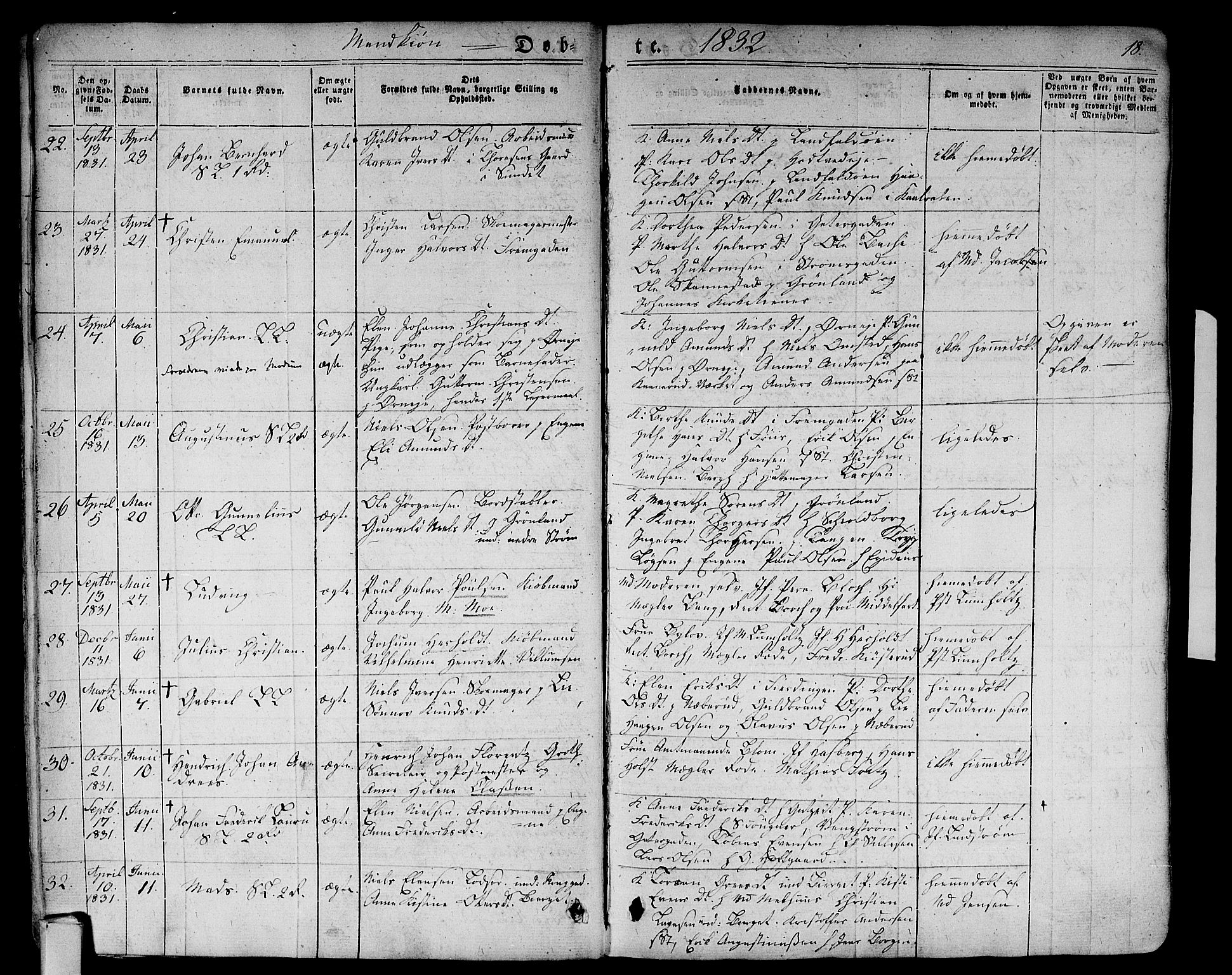 Bragernes kirkebøker, AV/SAKO-A-6/F/Fb/L0001: Parish register (official) no. II 1, 1830-1847, p. 18