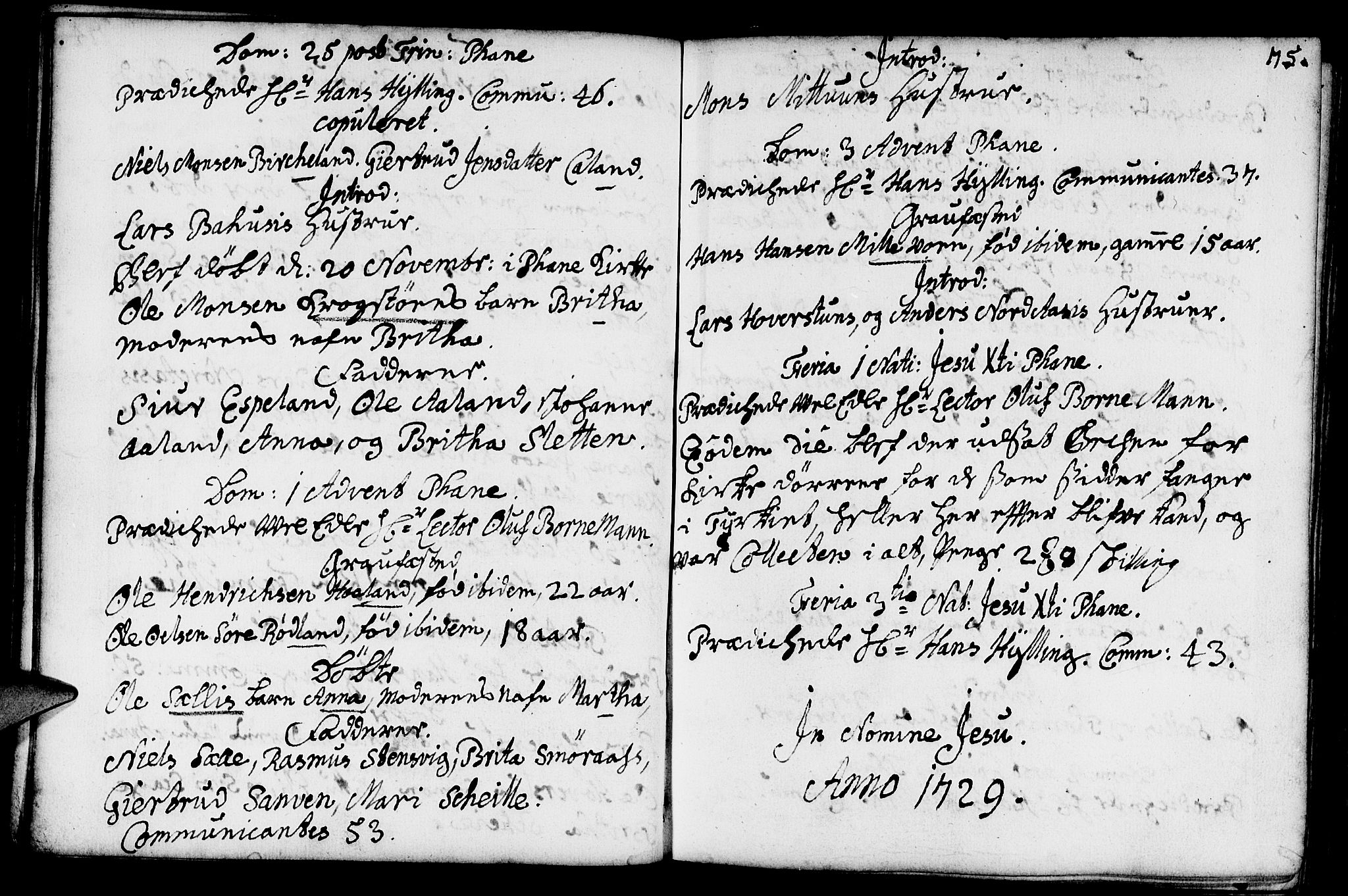 Fana Sokneprestembete, AV/SAB-A-75101/H/Haa/Haaa/L0002: Parish register (official) no. A 2, 1719-1735, p. 75