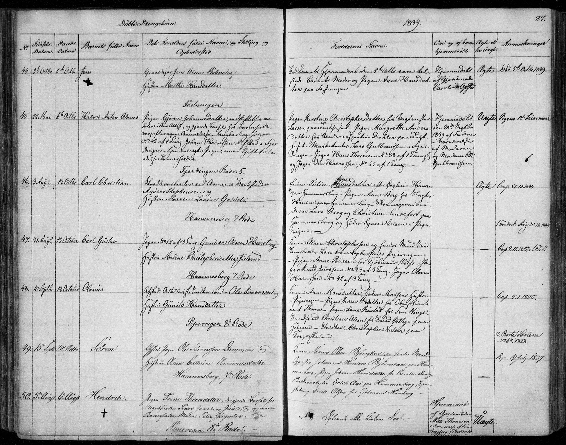 Garnisonsmenigheten Kirkebøker, AV/SAO-A-10846/F/Fa/L0006: Parish register (official) no. 6, 1828-1841, p. 87