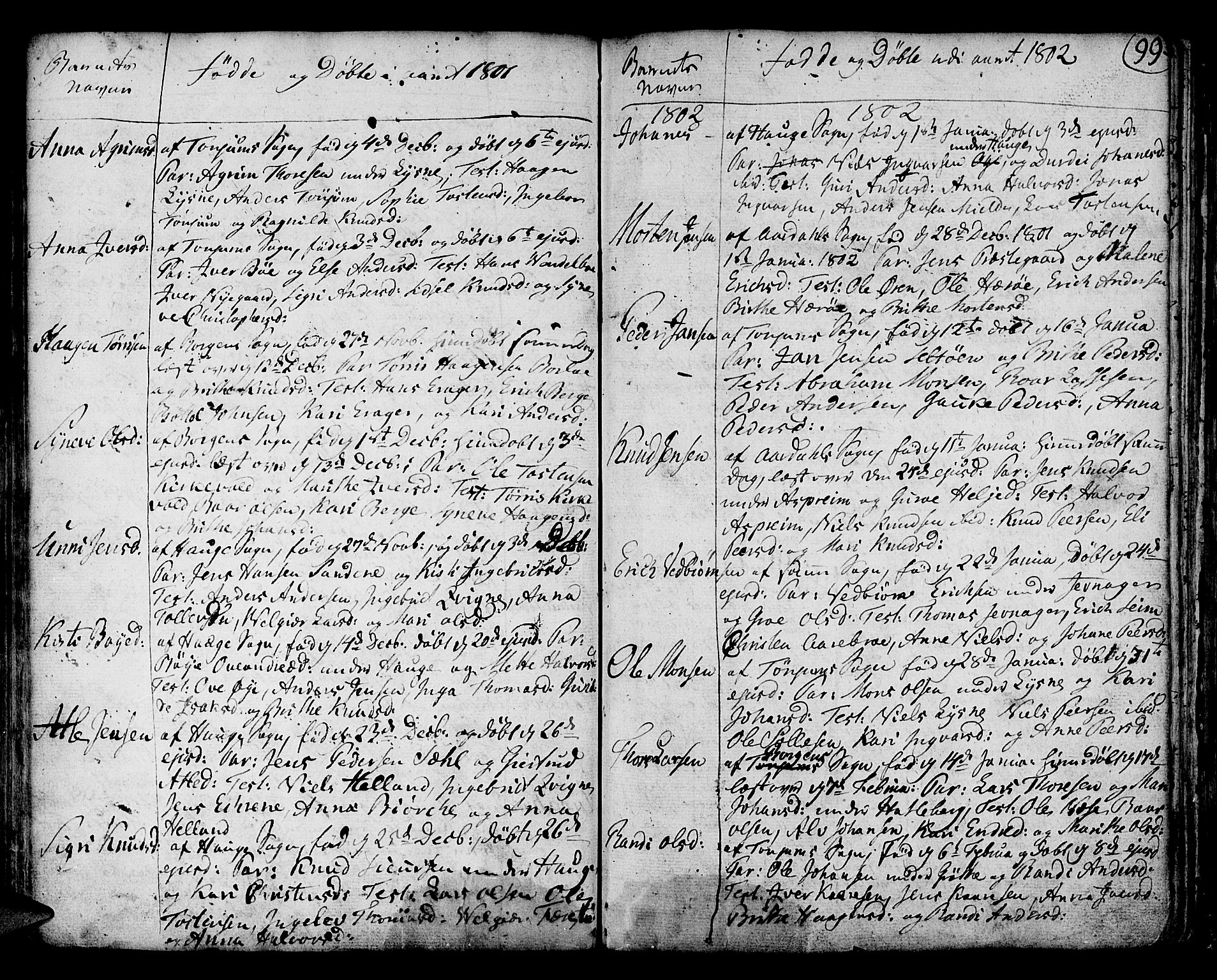 Lærdal sokneprestembete, SAB/A-81201: Parish register (official) no. A 3, 1783-1804, p. 99