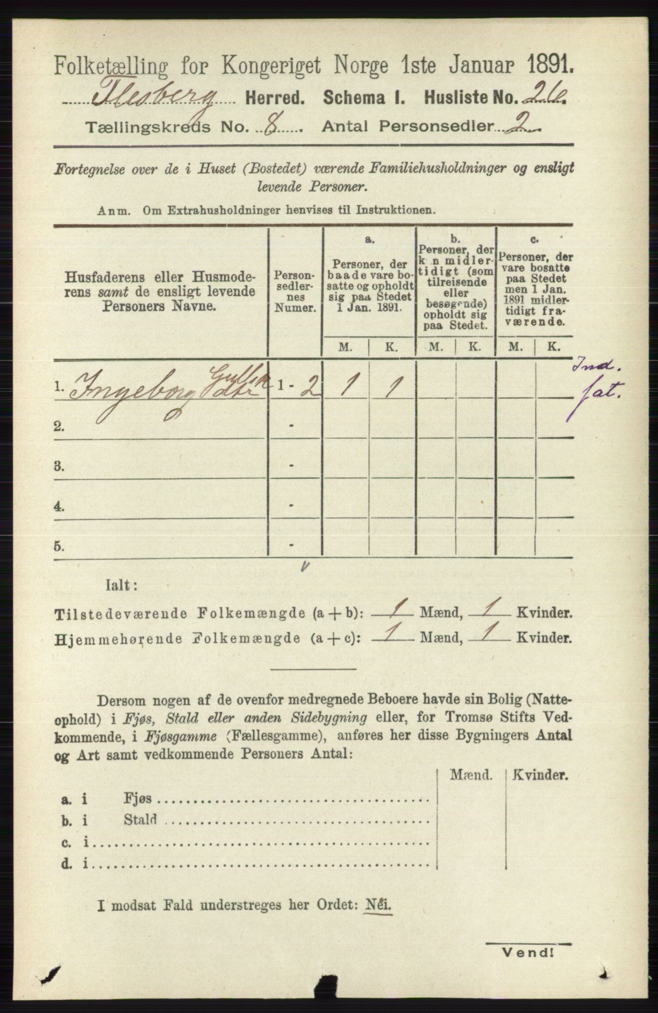 RA, 1891 census for 0631 Flesberg, 1891, p. 1361