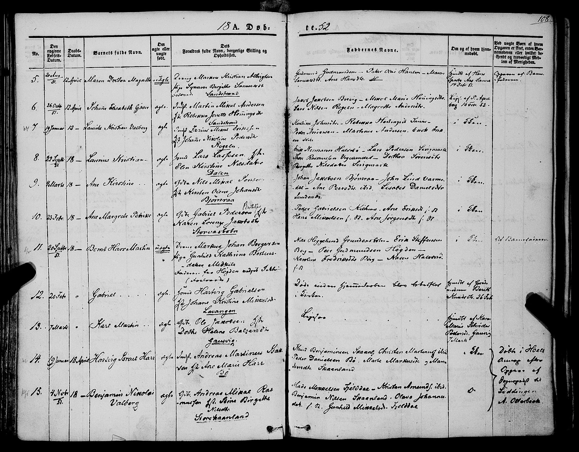 Trondenes sokneprestkontor, AV/SATØ-S-1319/H/Ha/L0009kirke: Parish register (official) no. 9, 1841-1852, p. 108