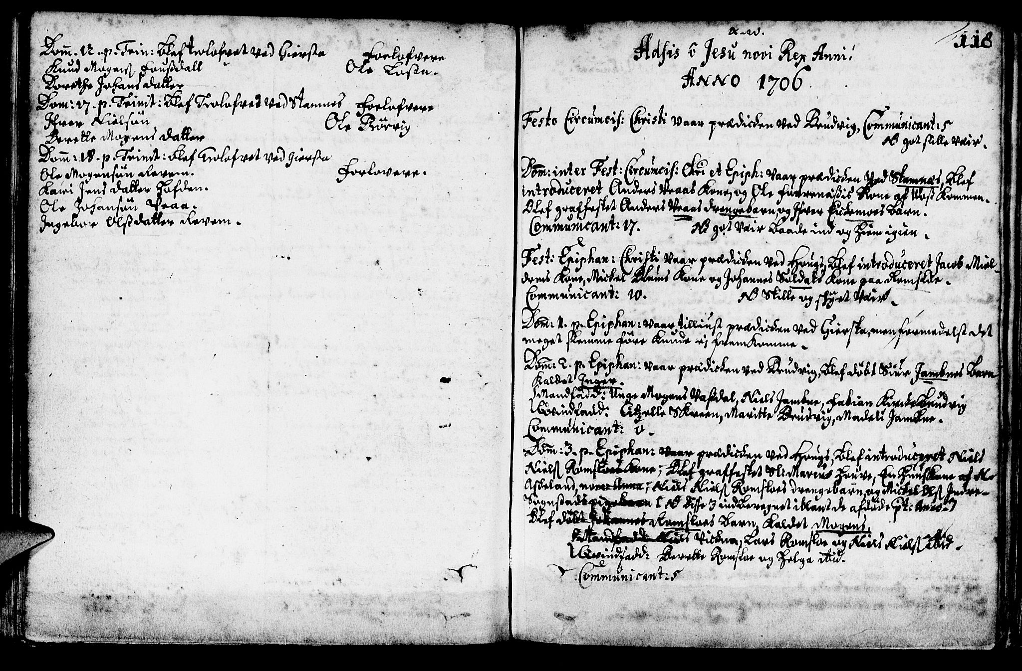 Haus sokneprestembete, AV/SAB-A-75601/H/Haa: Parish register (official) no. A 1, 1691-1712, p. 118