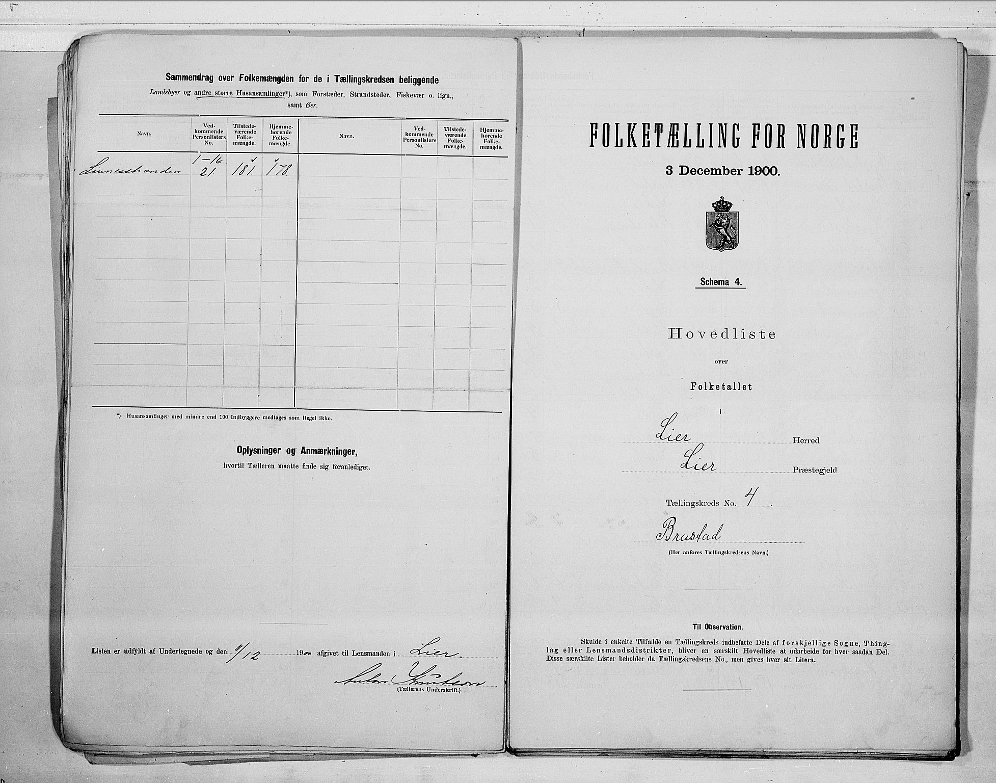 RA, 1900 census for Lier, 1900, p. 16