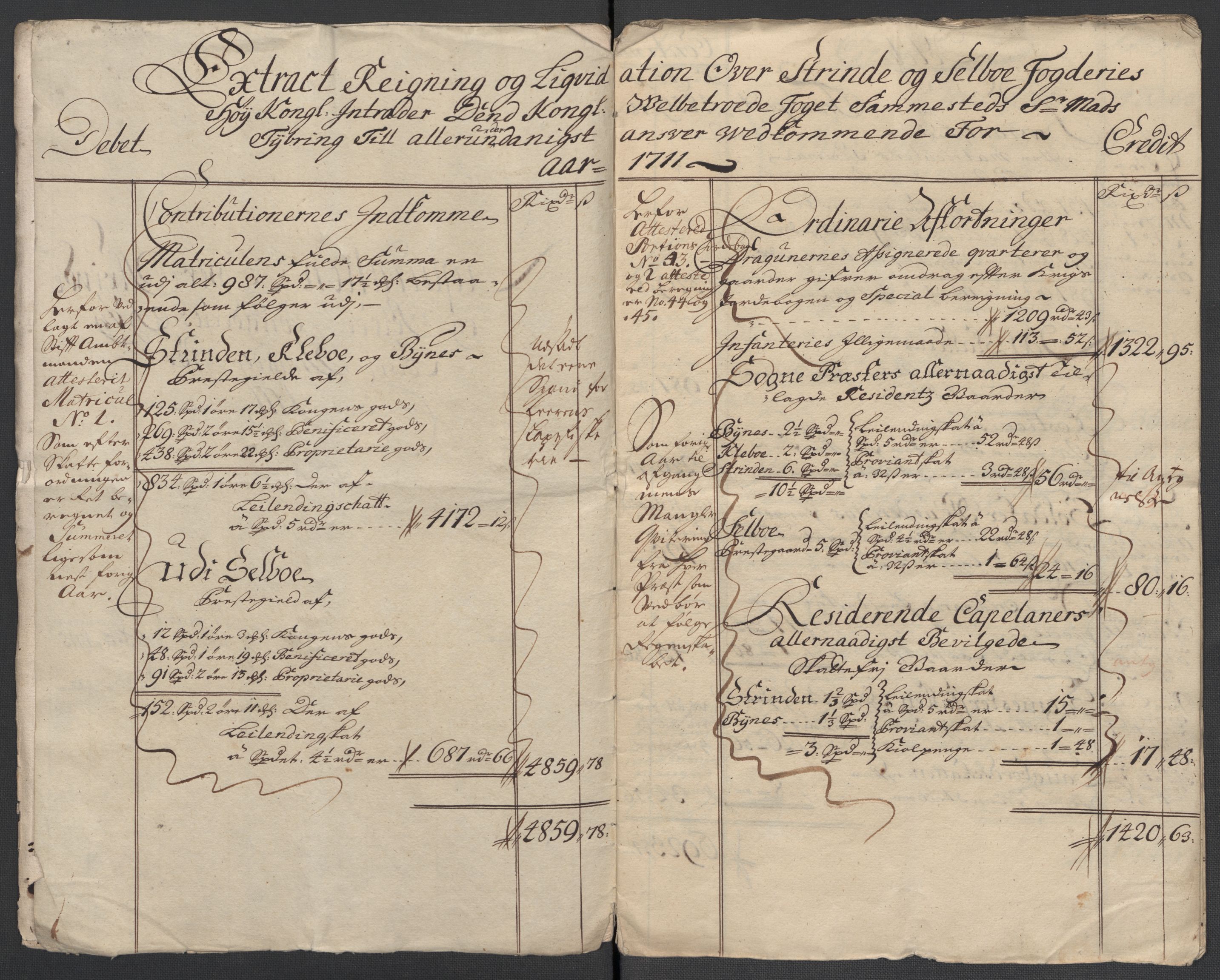 Rentekammeret inntil 1814, Reviderte regnskaper, Fogderegnskap, AV/RA-EA-4092/R61/L4112: Fogderegnskap Strinda og Selbu, 1711, p. 10
