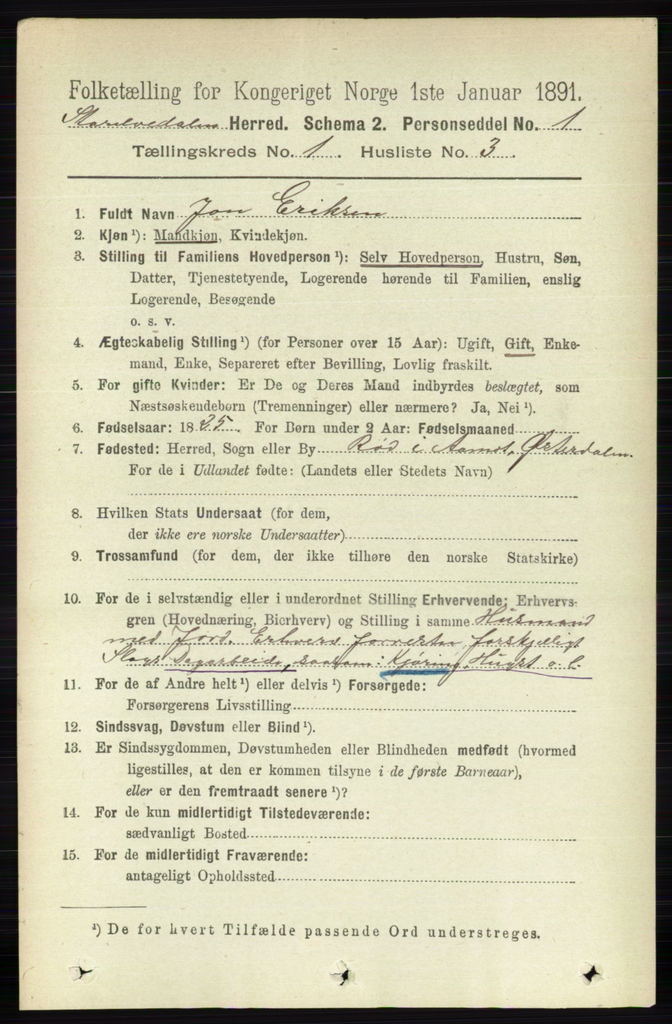 RA, 1891 census for 0430 Stor-Elvdal, 1891, p. 82