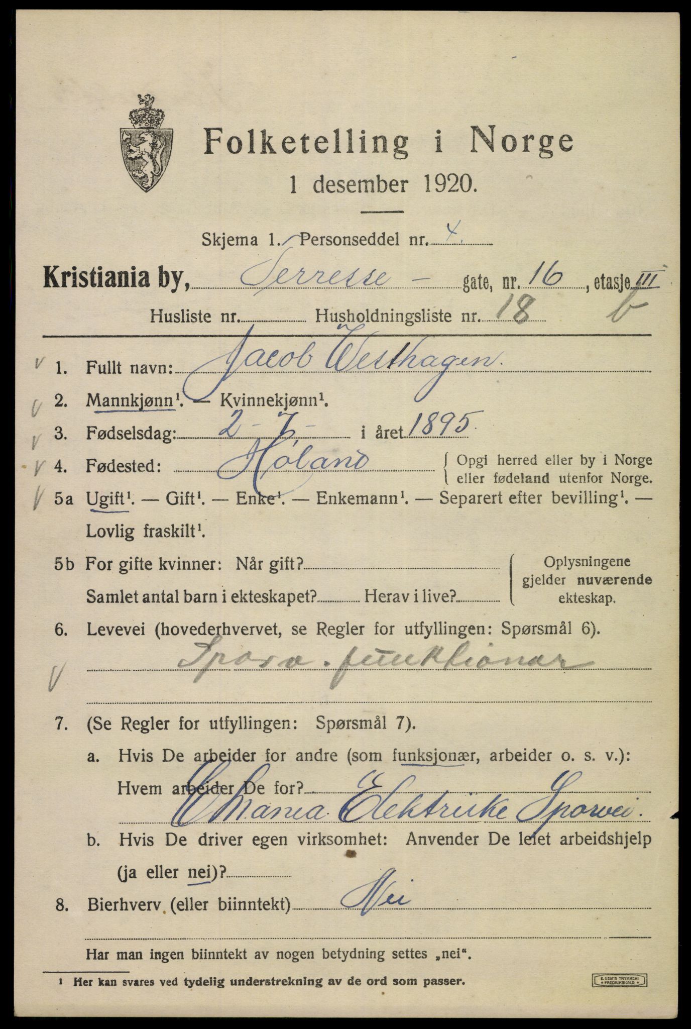 SAO, 1920 census for Kristiania, 1920, p. 567425