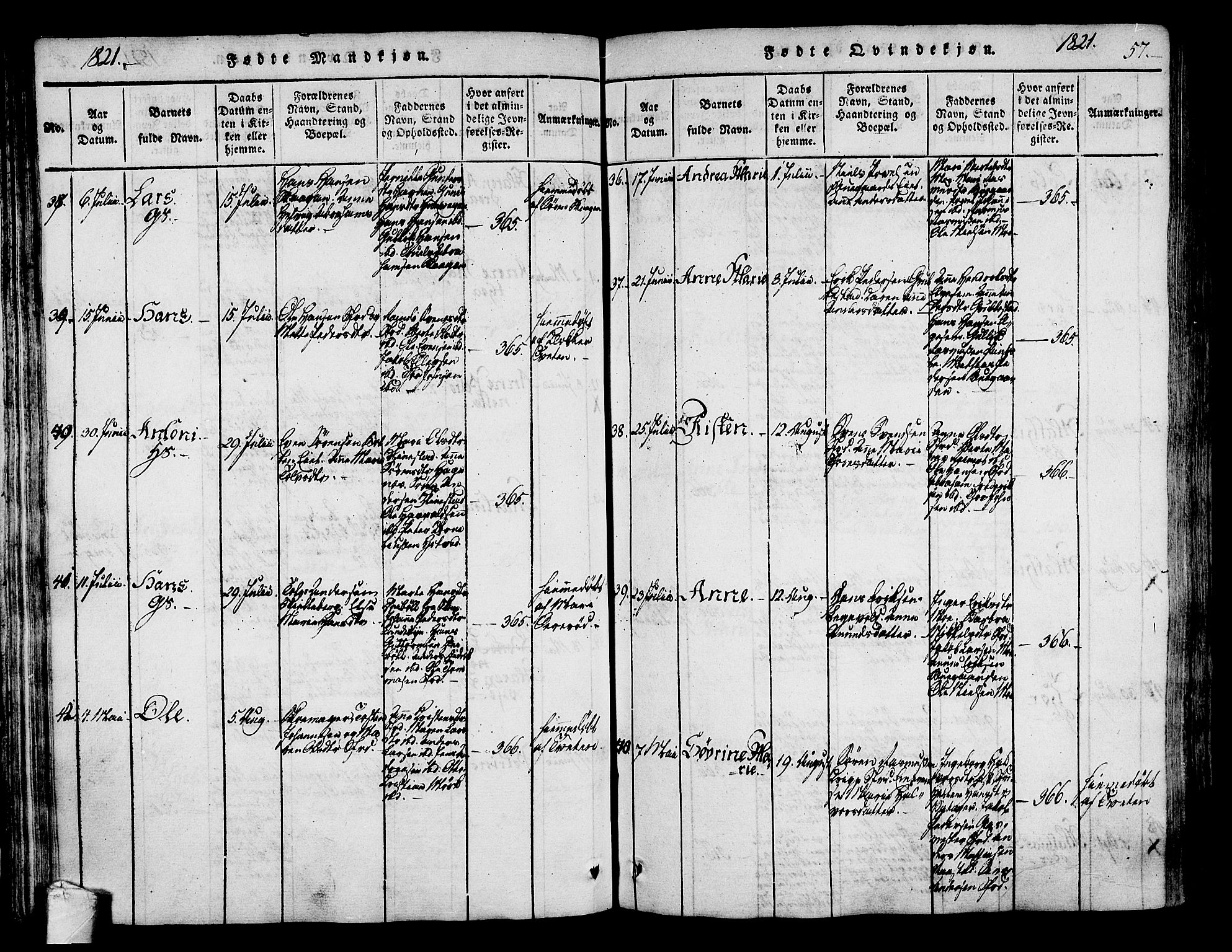 Sandar kirkebøker, AV/SAKO-A-243/F/Fa/L0004: Parish register (official) no. 4, 1814-1832, p. 57