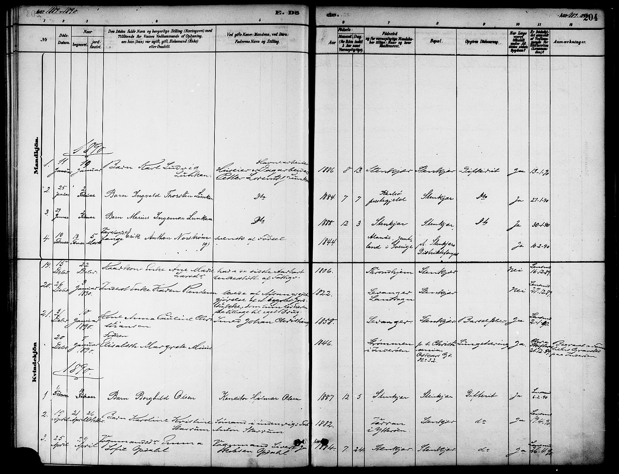 Ministerialprotokoller, klokkerbøker og fødselsregistre - Nord-Trøndelag, AV/SAT-A-1458/739/L0371: Parish register (official) no. 739A03, 1881-1895, p. 204