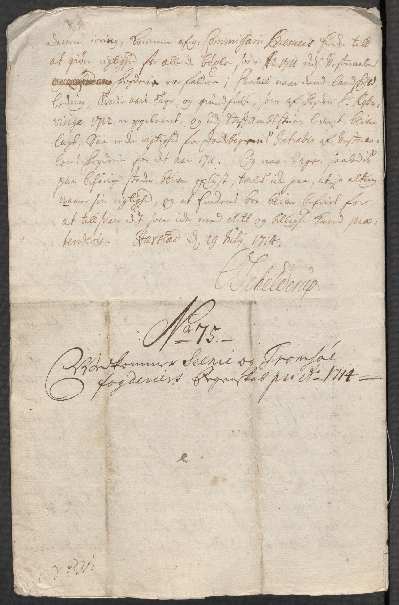 Rentekammeret inntil 1814, Reviderte regnskaper, Fogderegnskap, AV/RA-EA-4092/R68/L4760: Fogderegnskap Senja og Troms, 1714, p. 342