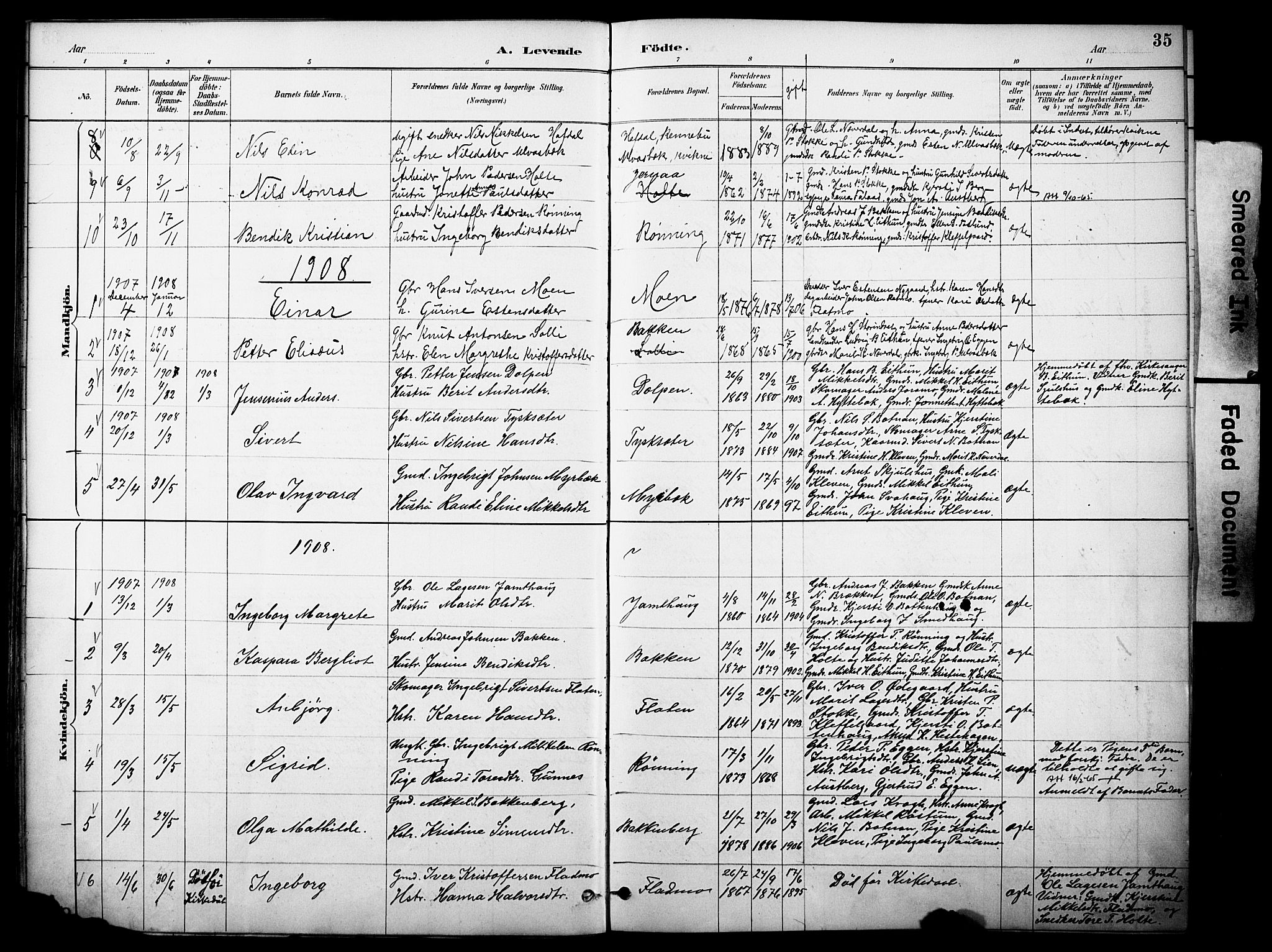 Kvikne prestekontor, SAH/PREST-064/H/Ha/Haa/L0007: Parish register (official) no. 7, 1887-1911, p. 35