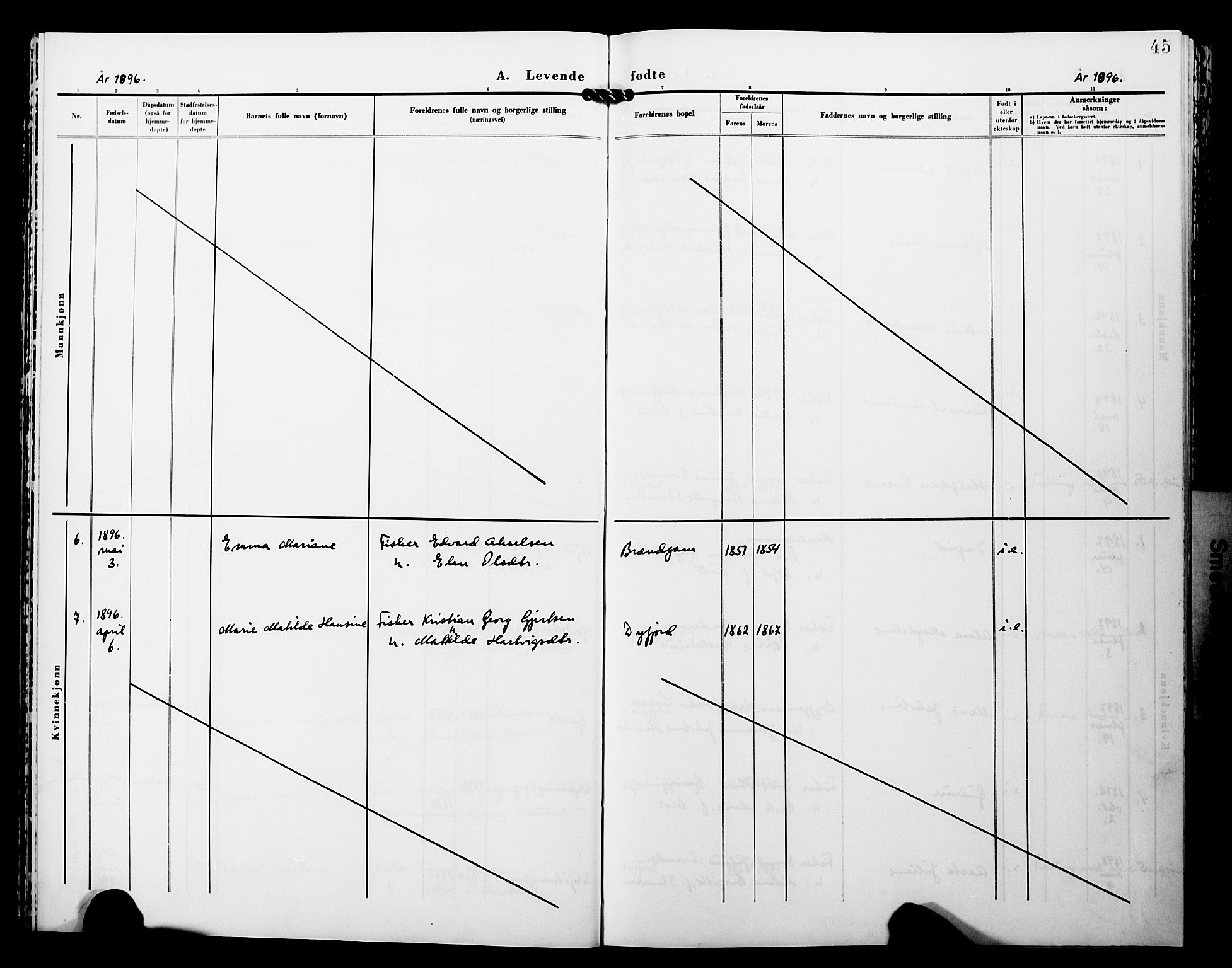 Lebesby sokneprestkontor, AV/SATØ-S-1353/H/Ha/L0005kirke: Parish register (official) no. 5, 1870-1902, p. 45