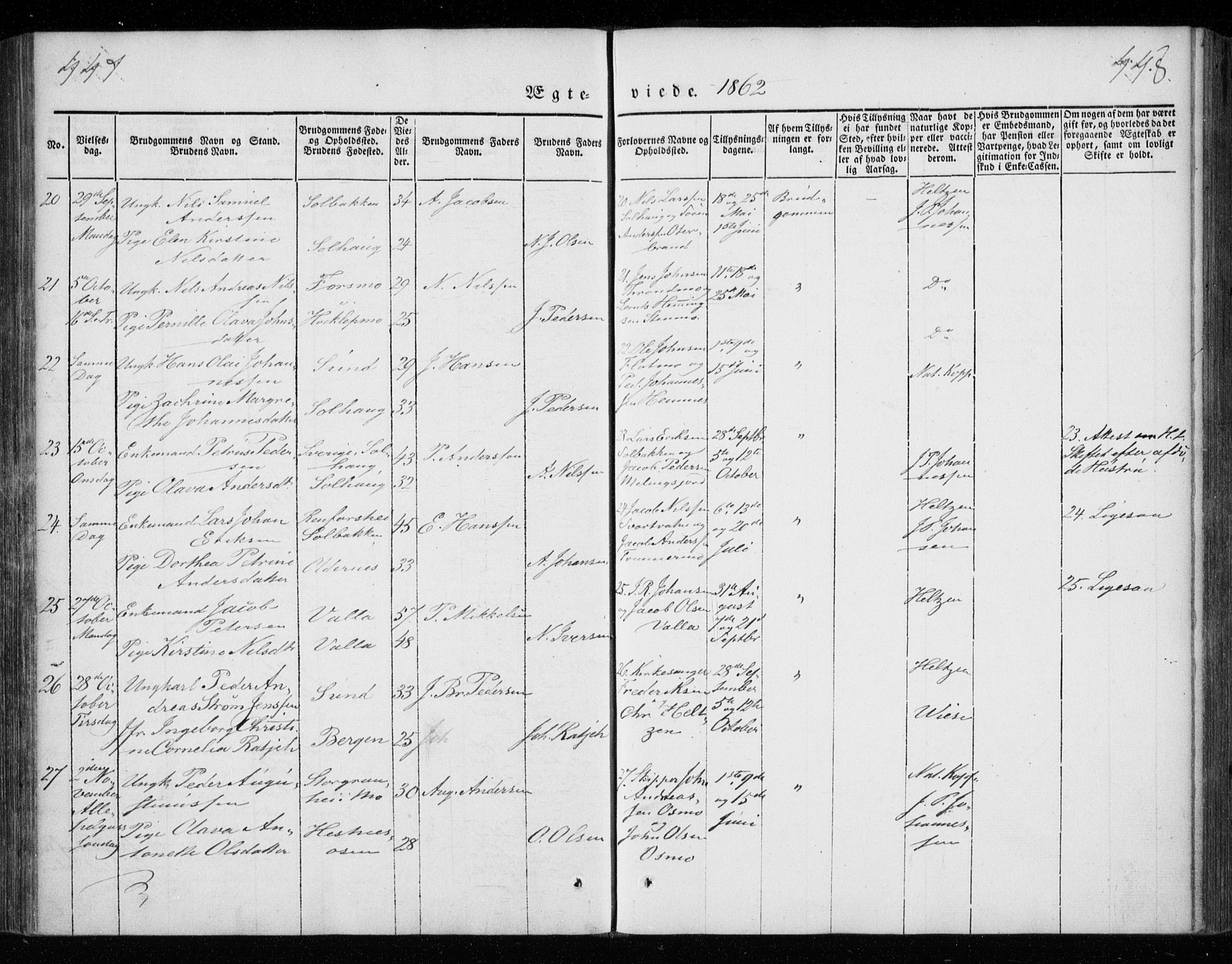 Ministerialprotokoller, klokkerbøker og fødselsregistre - Nordland, AV/SAT-A-1459/825/L0355: Parish register (official) no. 825A09, 1842-1863, p. 447-448