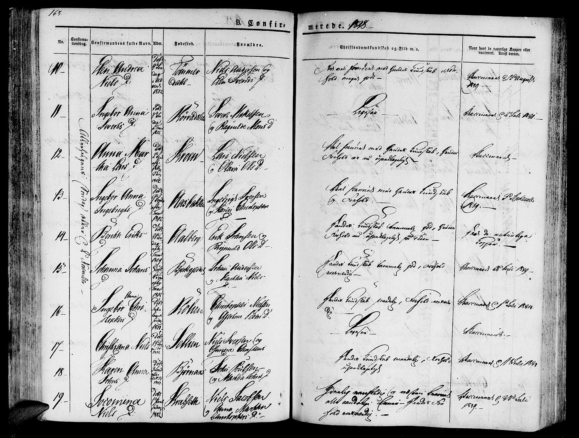 Ministerialprotokoller, klokkerbøker og fødselsregistre - Nord-Trøndelag, SAT/A-1458/701/L0006: Parish register (official) no. 701A06, 1825-1841, p. 163