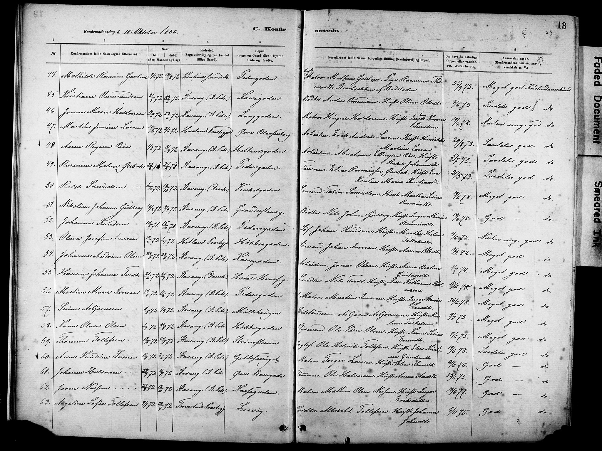 St. Johannes sokneprestkontor, SAST/A-101814/001/30/30BA/L0002: Parish register (official) no. A 2, 1885-1899, p. 13