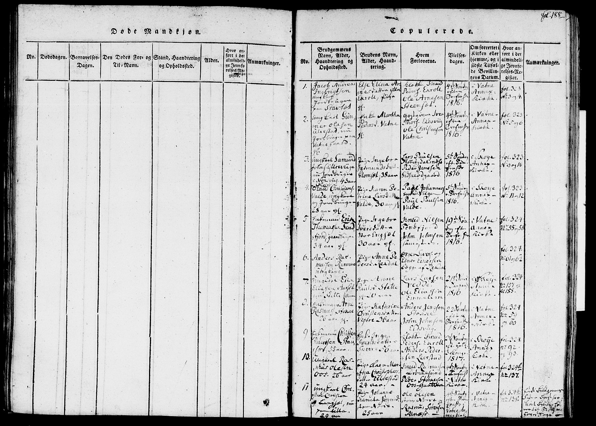 Ministerialprotokoller, klokkerbøker og fødselsregistre - Møre og Romsdal, SAT/A-1454/524/L0351: Parish register (official) no. 524A03, 1816-1838, p. 188