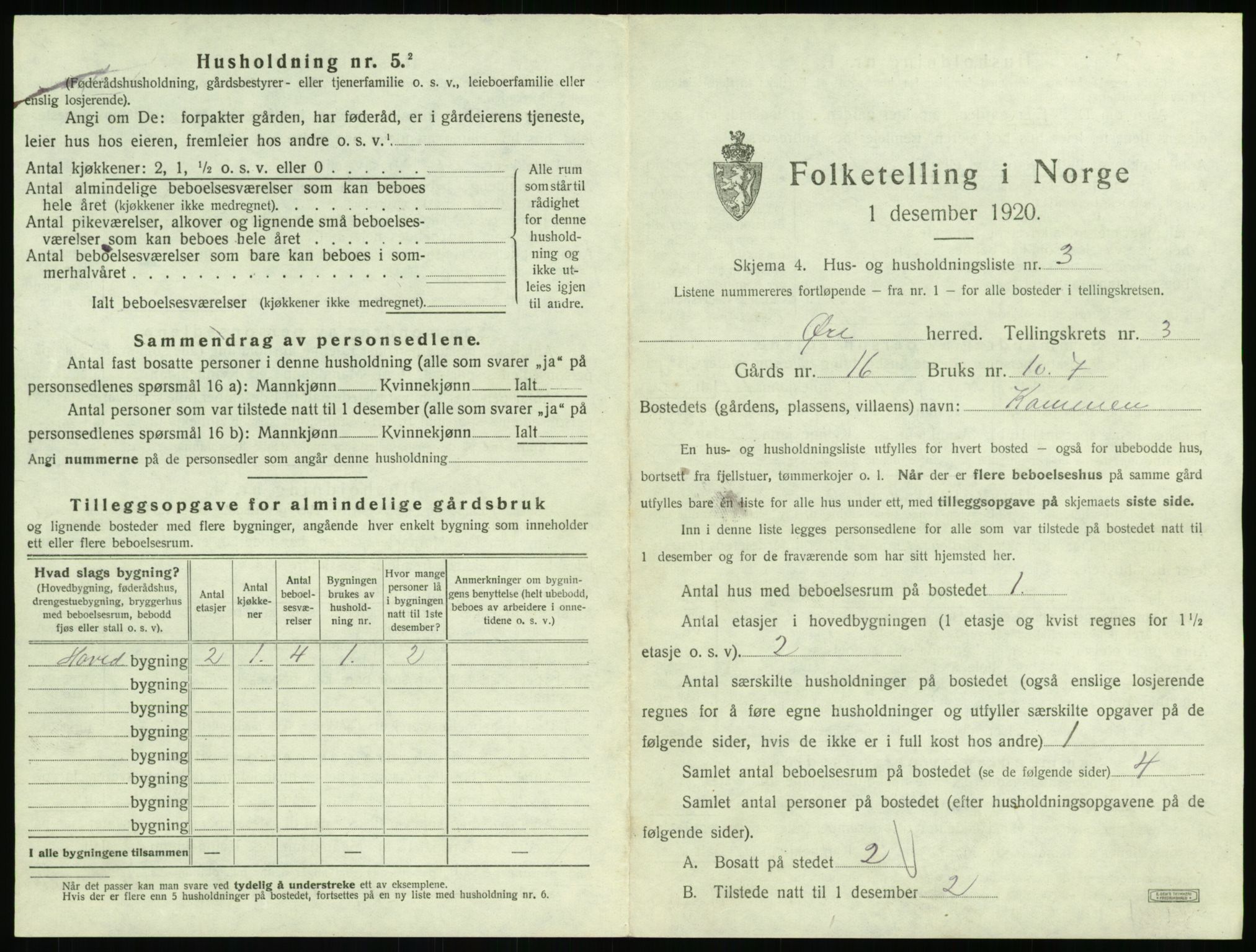 SAT, 1920 census for Øre, 1920, p. 205