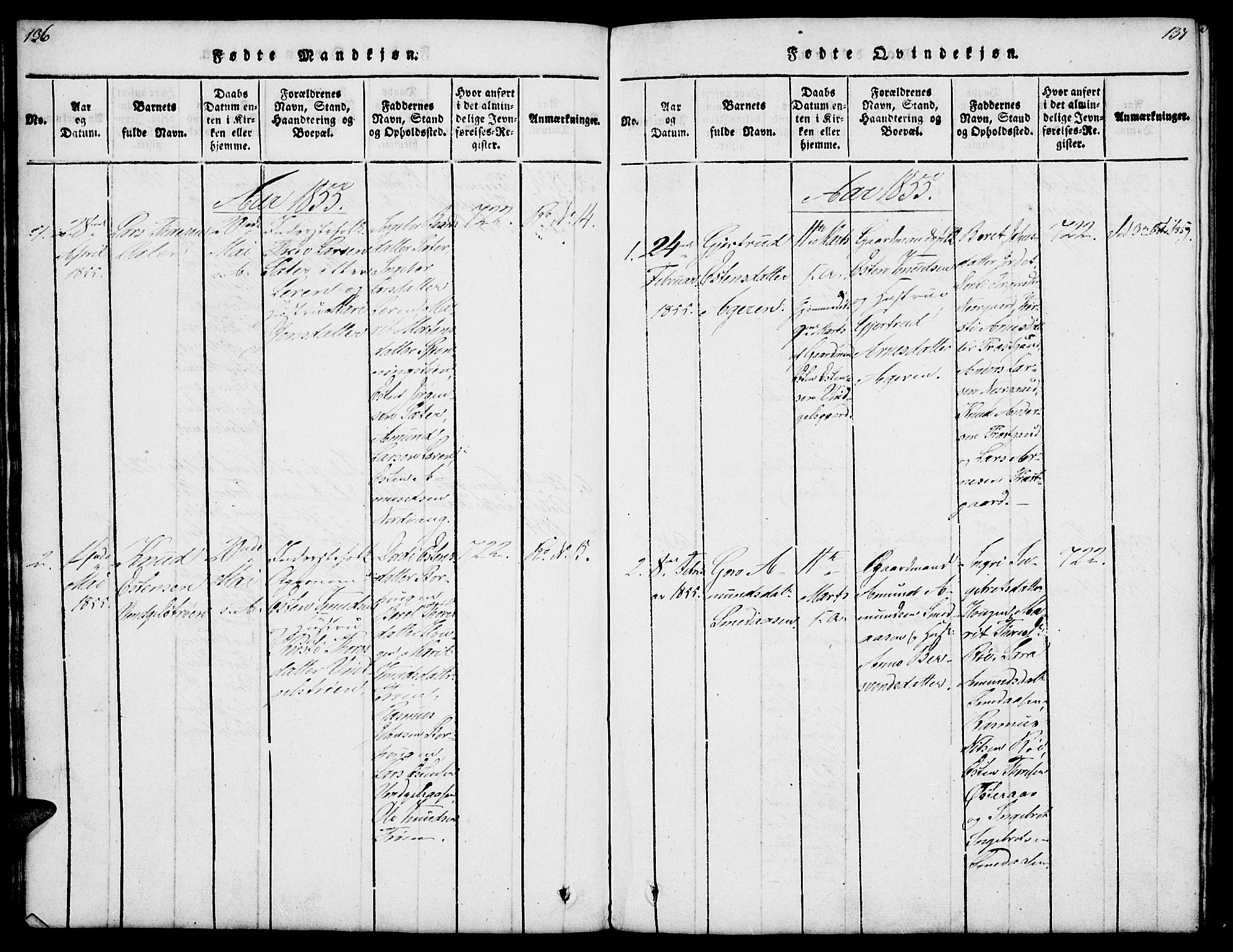 Tolga prestekontor, AV/SAH-PREST-062/L/L0003: Parish register (copy) no. 3, 1815-1862, p. 136-137