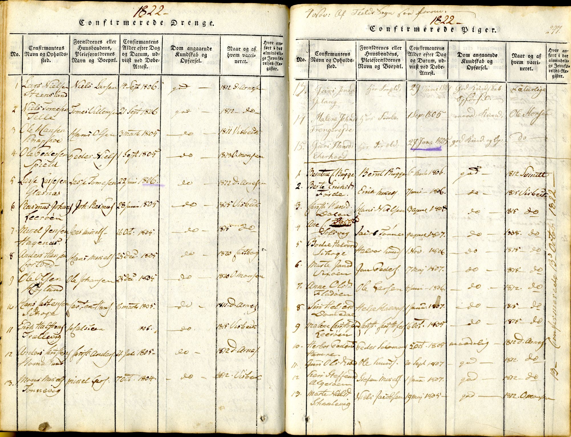 Sund sokneprestembete, AV/SAB-A-99930: Parish register (official) no. A 11, 1814-1825, p. 247
