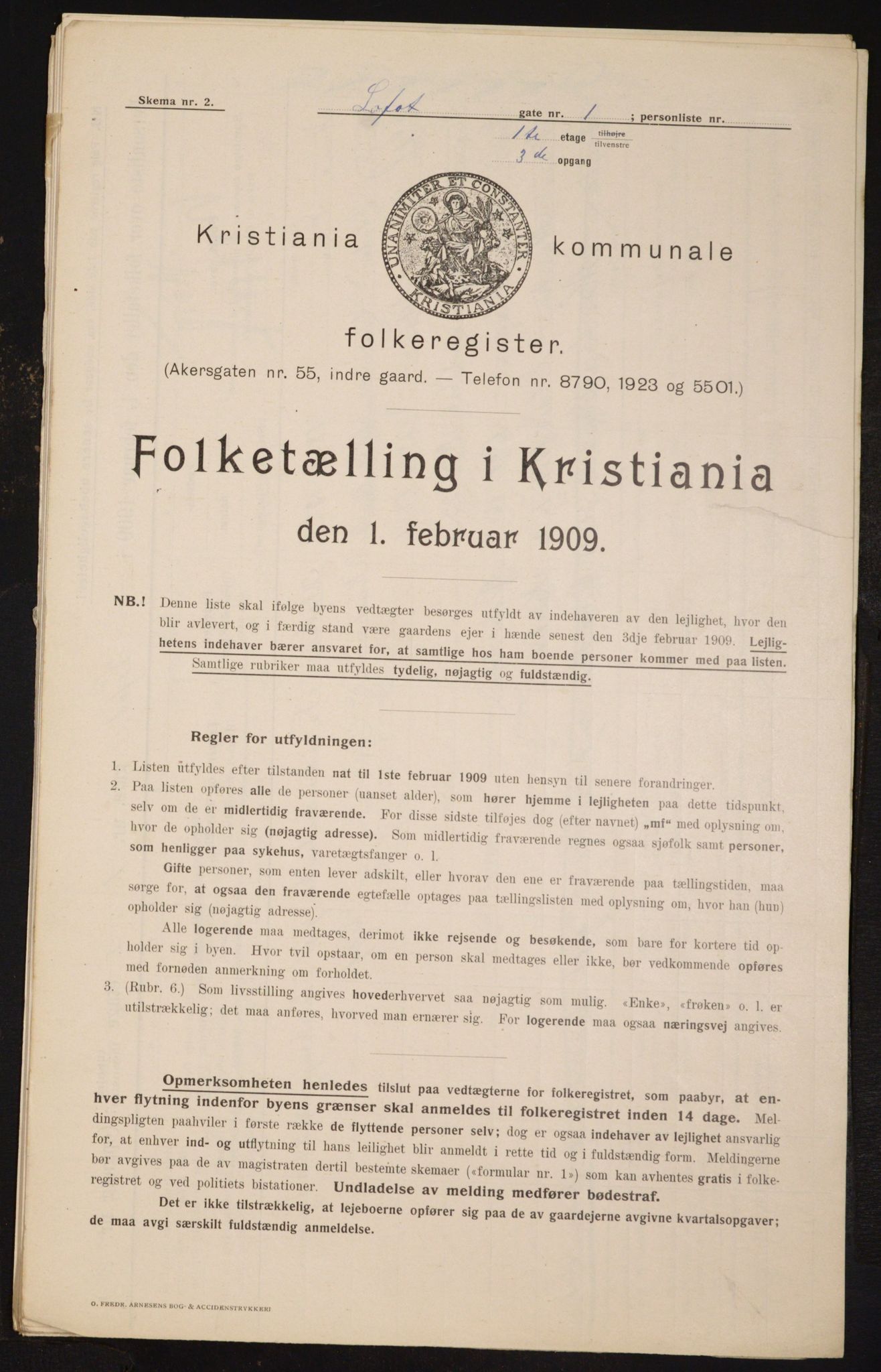 OBA, Municipal Census 1909 for Kristiania, 1909, p. 53065