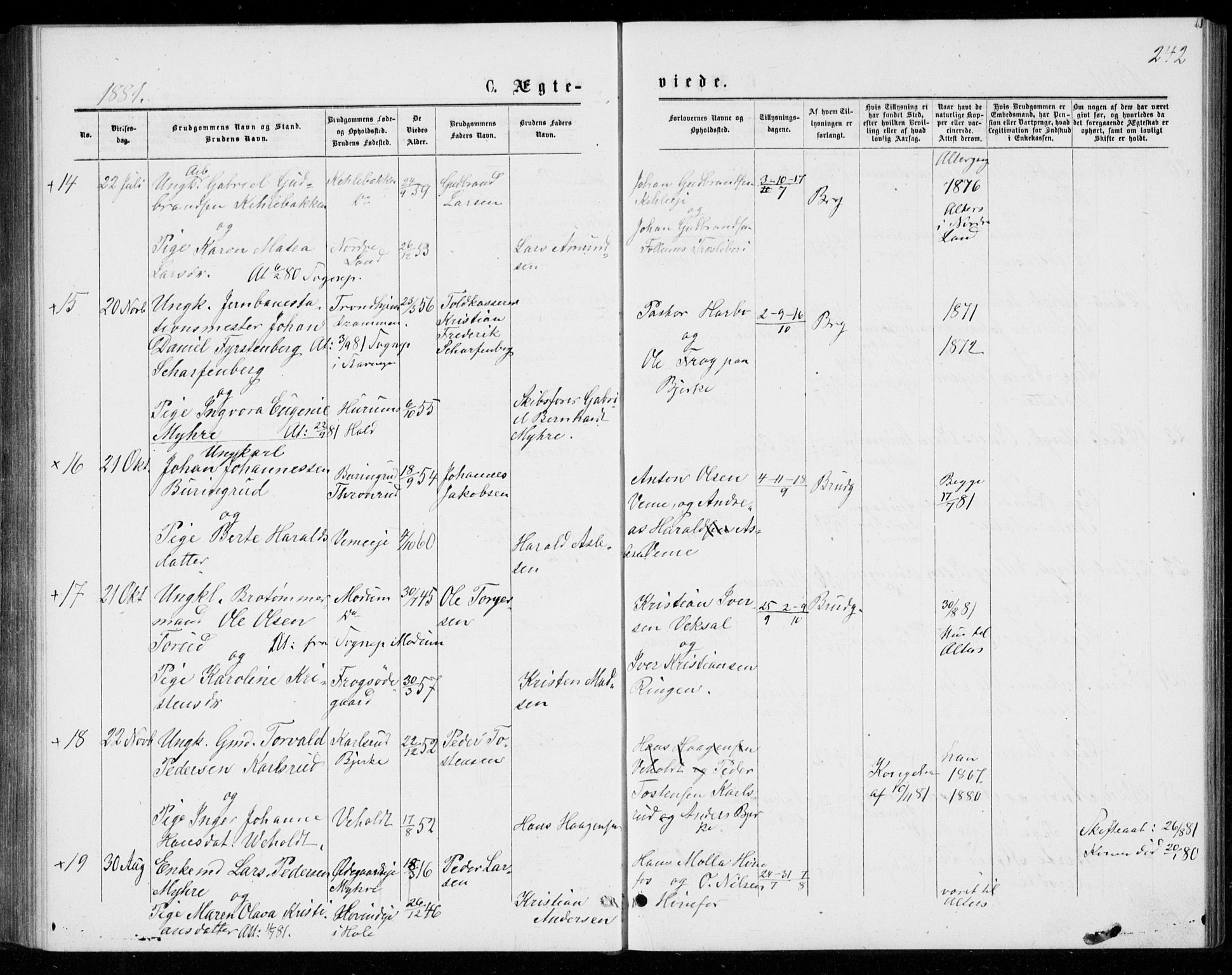 Norderhov kirkebøker, AV/SAKO-A-237/G/Ga/L0007: Parish register (copy) no. I 7, 1877-1887, p. 242