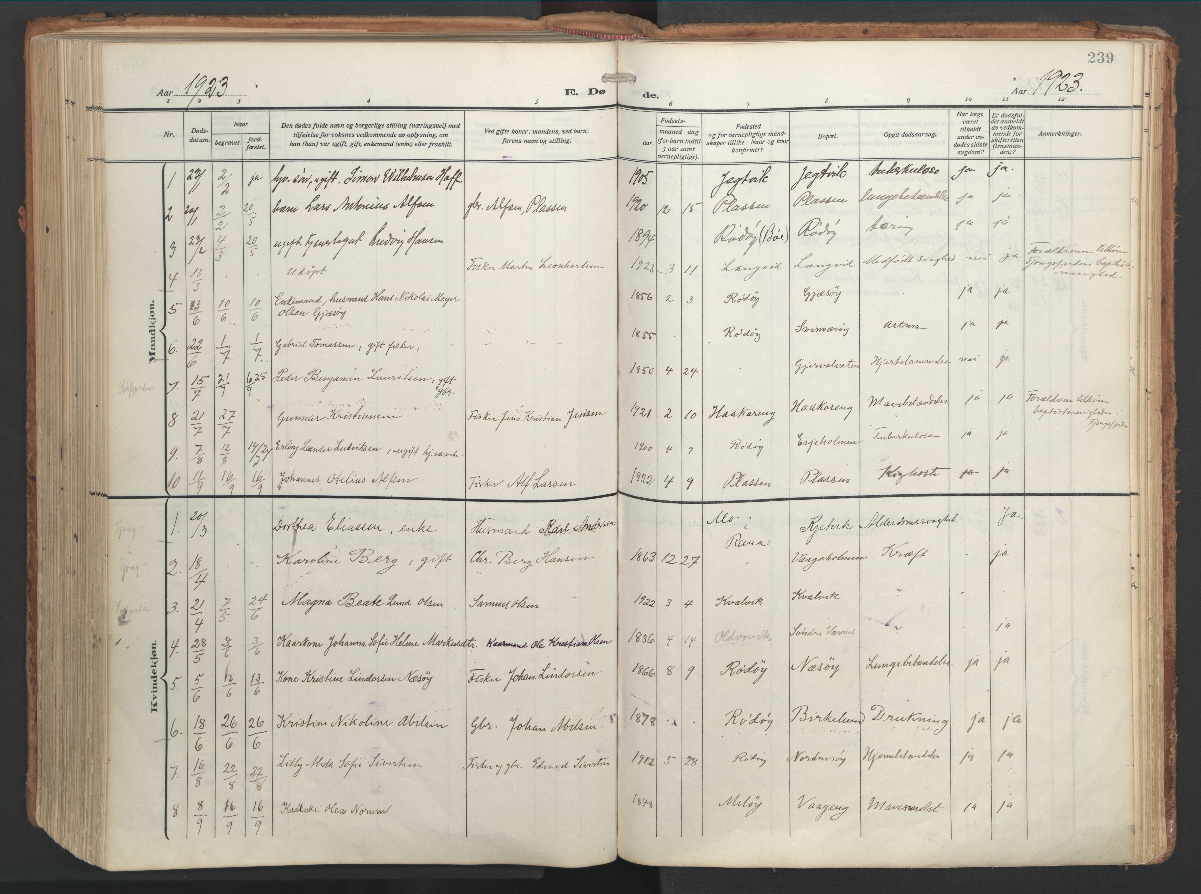 Ministerialprotokoller, klokkerbøker og fødselsregistre - Nordland, AV/SAT-A-1459/841/L0614: Parish register (official) no. 841A17, 1911-1925, p. 239