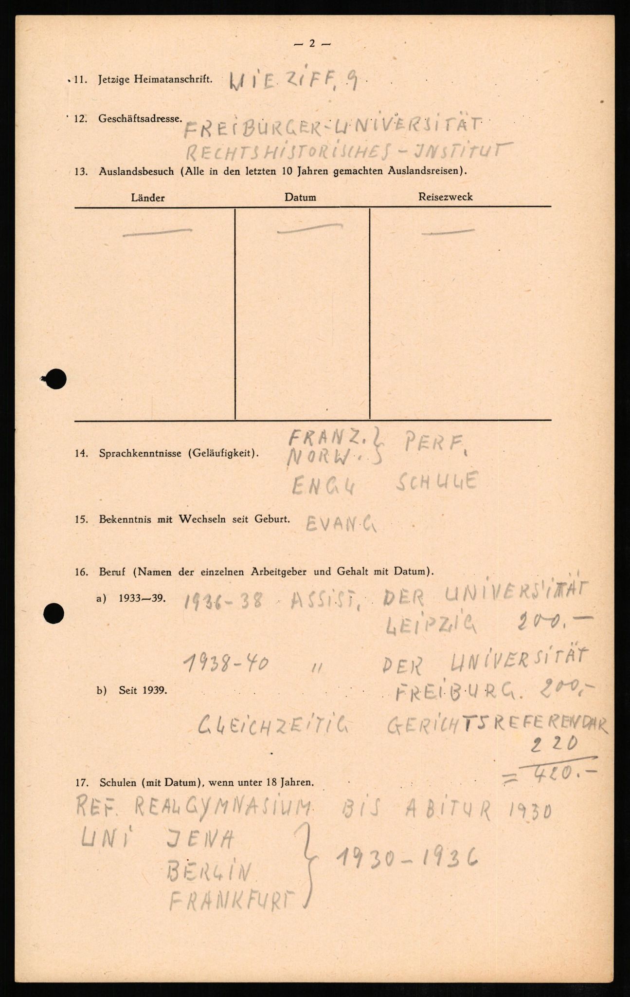 Forsvaret, Forsvarets overkommando II, AV/RA-RAFA-3915/D/Db/L0010: CI Questionaires. Tyske okkupasjonsstyrker i Norge. Tyskere., 1945-1946, p. 251