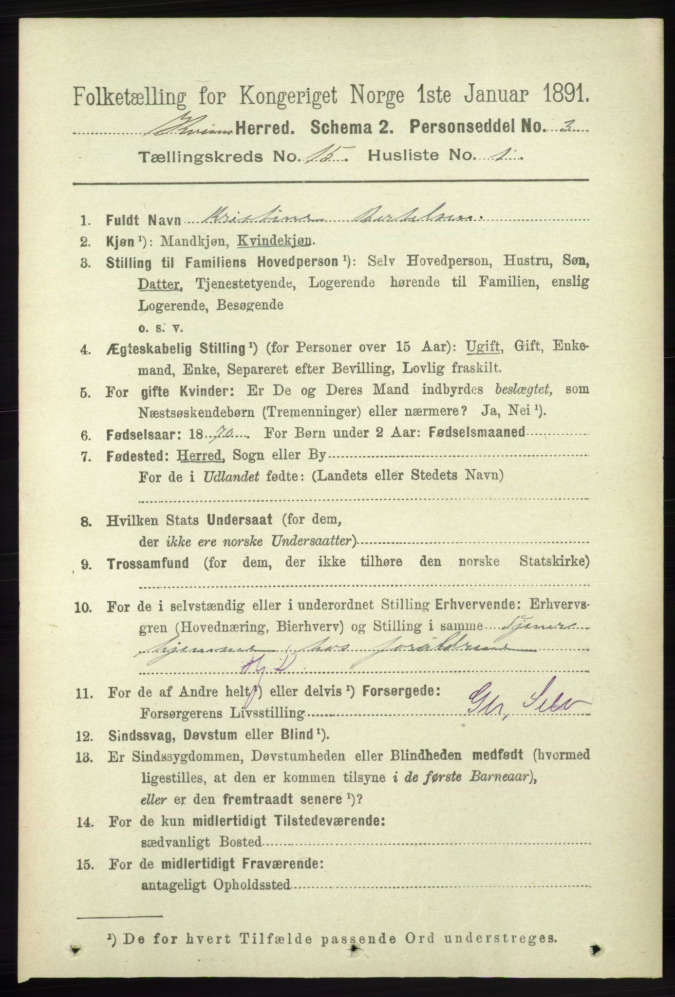 RA, 1891 census for 1224 Kvinnherad, 1891, p. 5020