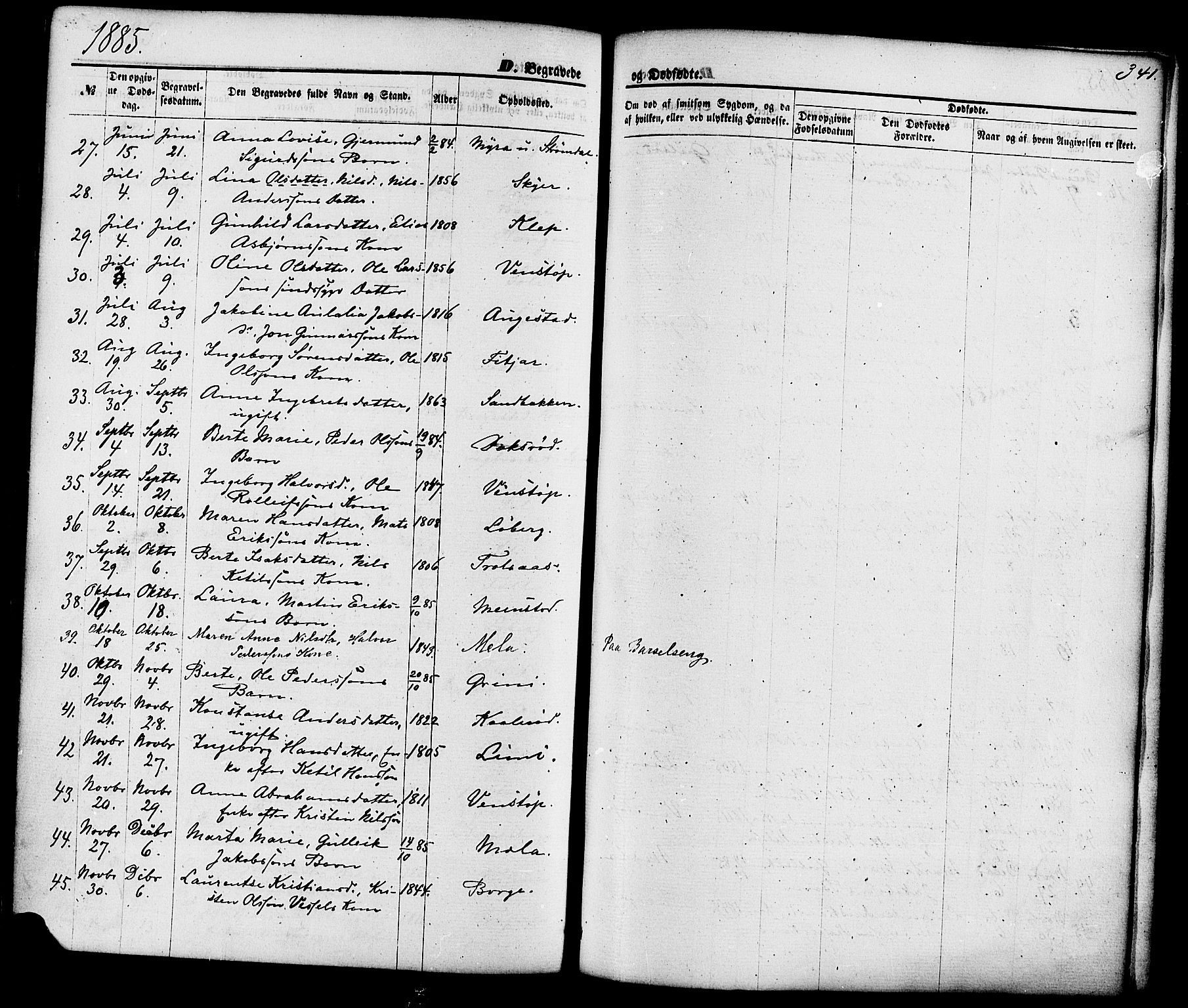 Gjerpen kirkebøker, AV/SAKO-A-265/F/Fa/L0009: Parish register (official) no. I 9, 1872-1885, p. 341