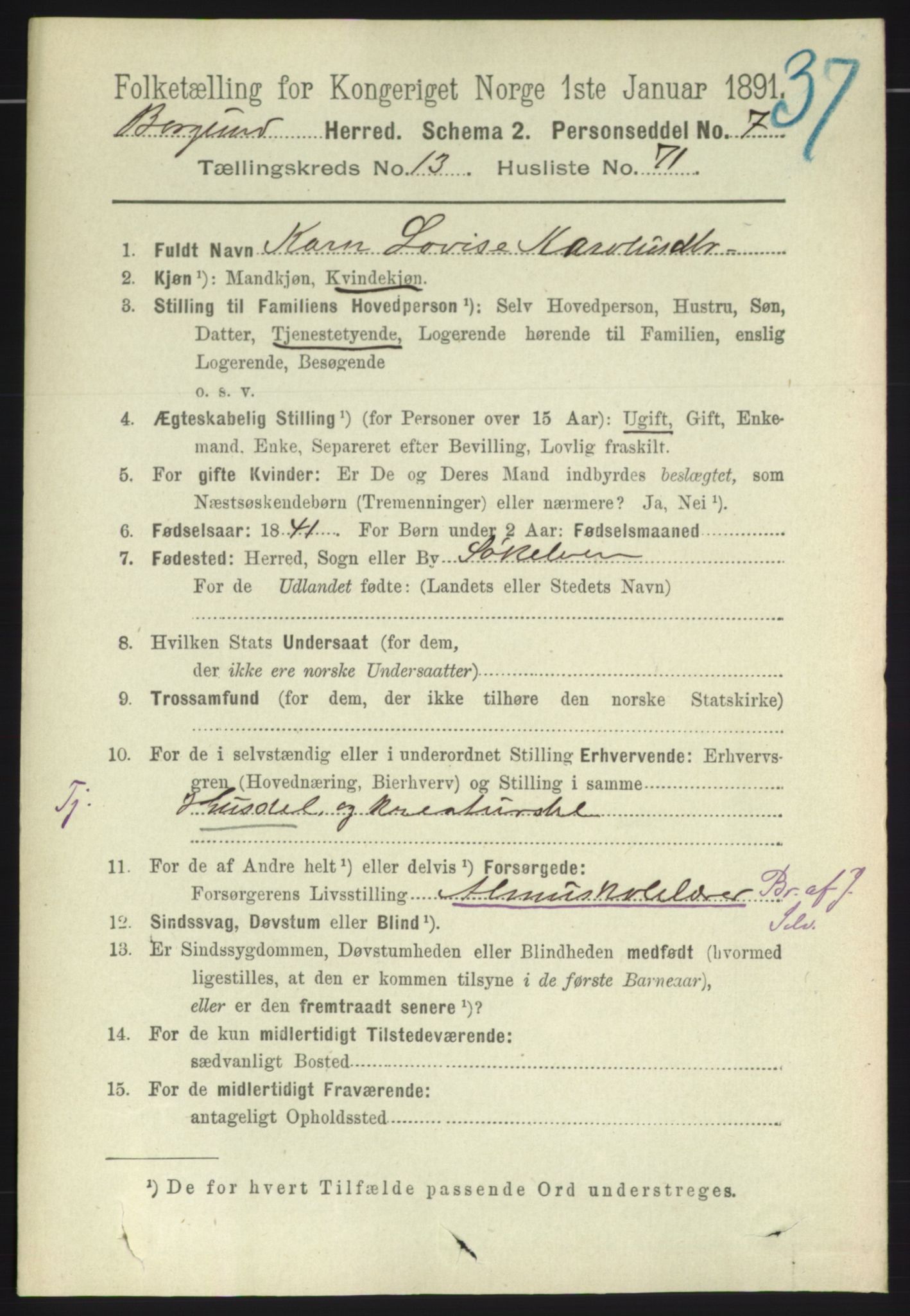 RA, 1891 census for 1531 Borgund, 1891, p. 4018