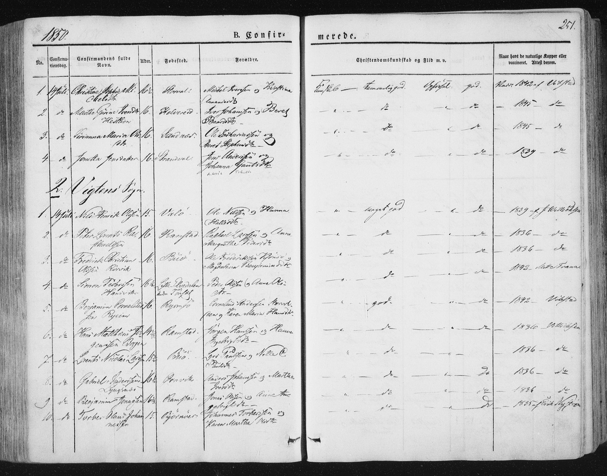 Ministerialprotokoller, klokkerbøker og fødselsregistre - Nord-Trøndelag, SAT/A-1458/784/L0669: Parish register (official) no. 784A04, 1829-1859, p. 251