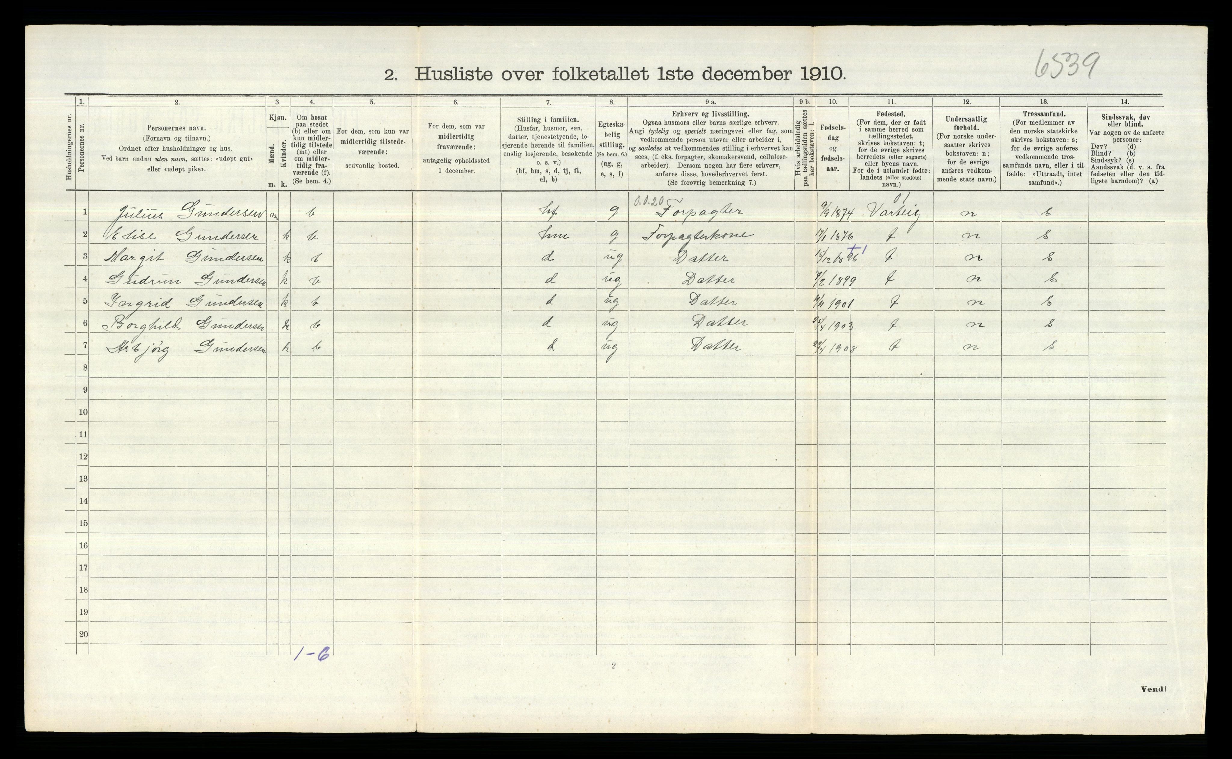 RA, 1910 census for Tune, 1910, p. 1981